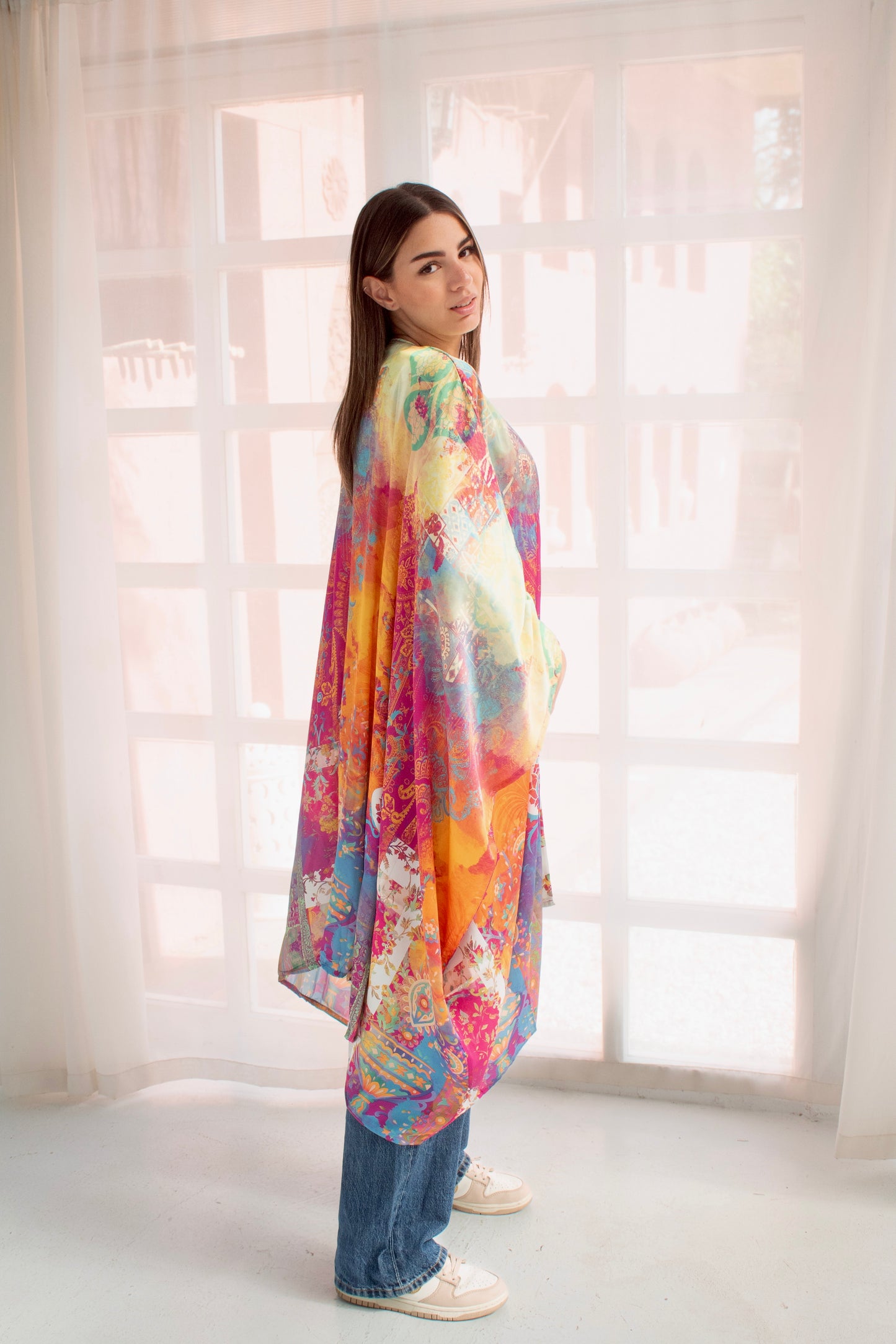 Colorful satin cardigan