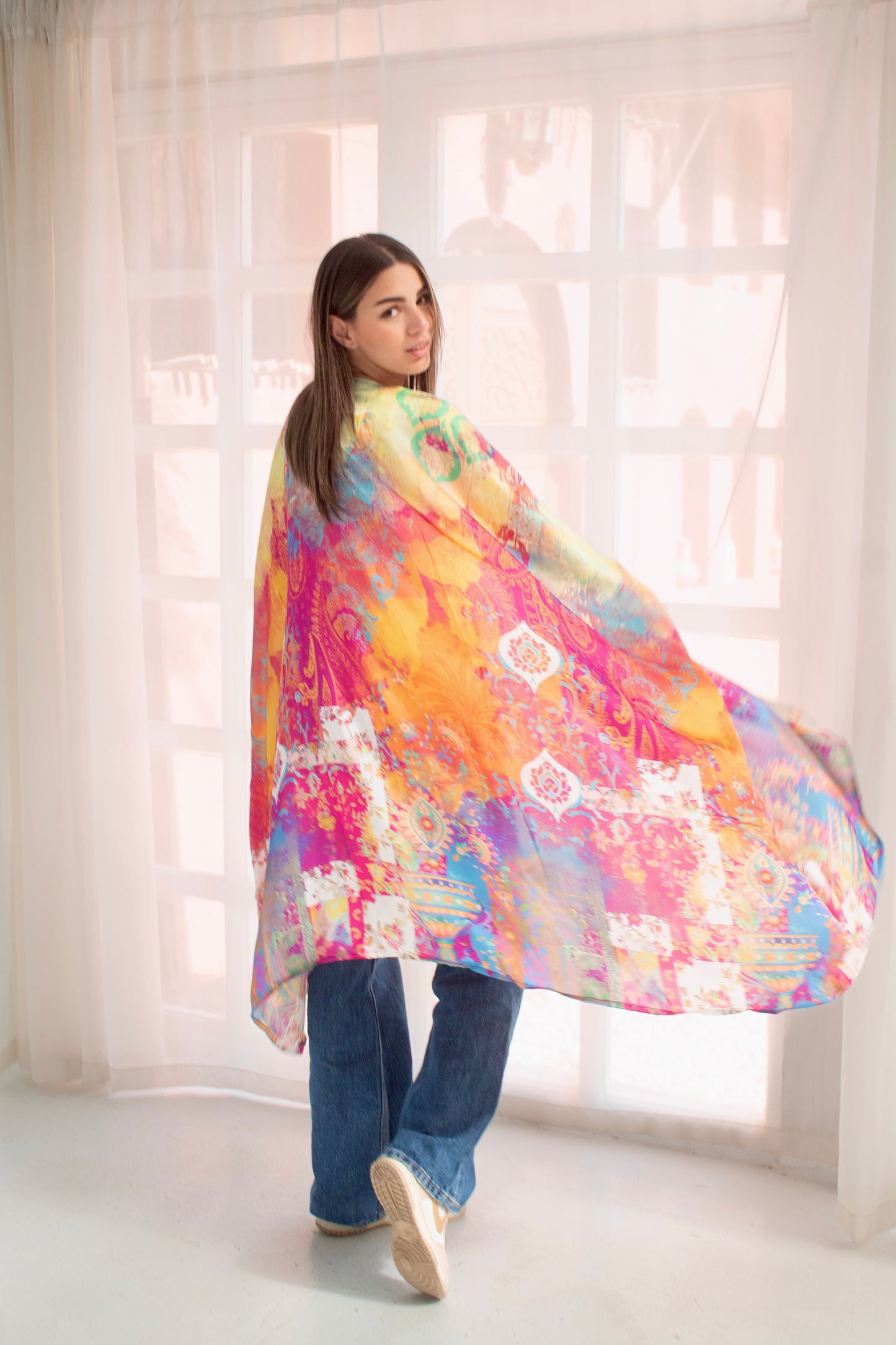 Colorful satin cardigan