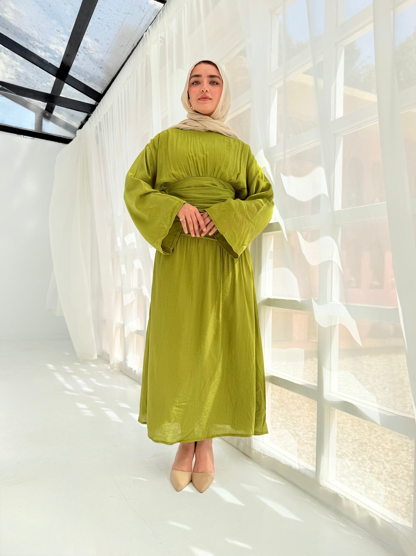 Salu Moss green glass dress