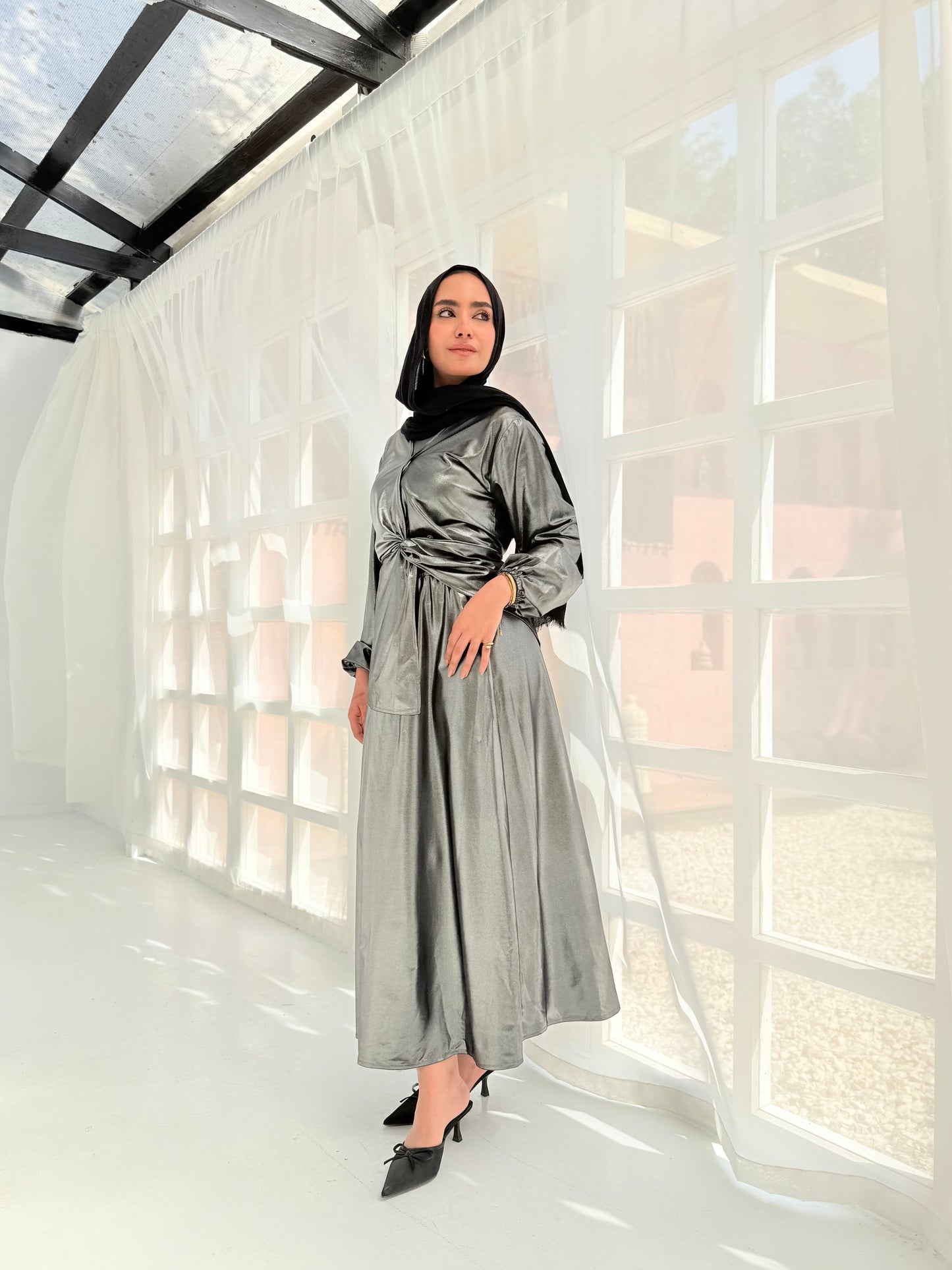 Soirée gray Jersey set (blouse+skirt)