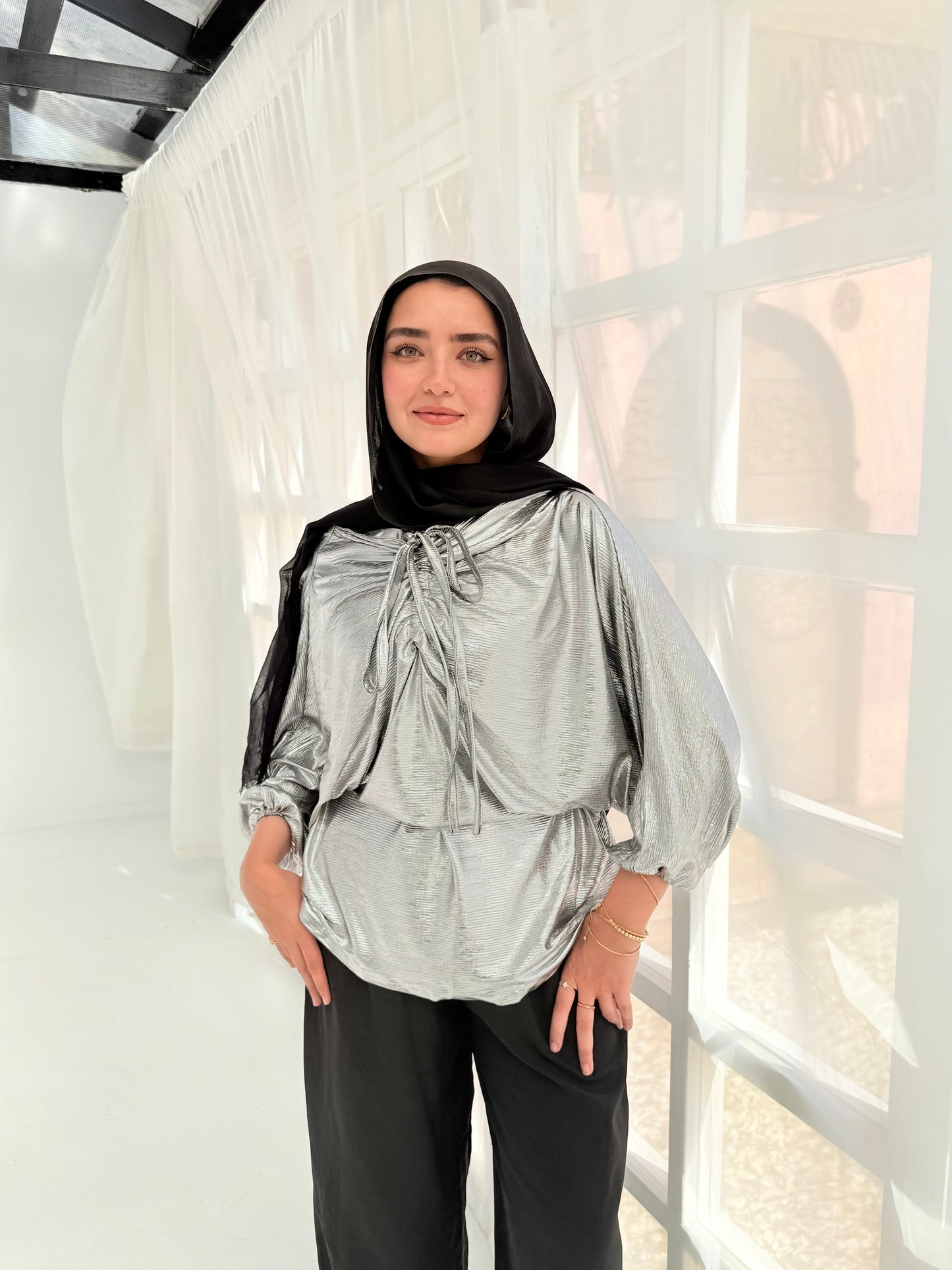 Soirée silver Jersey Blouse