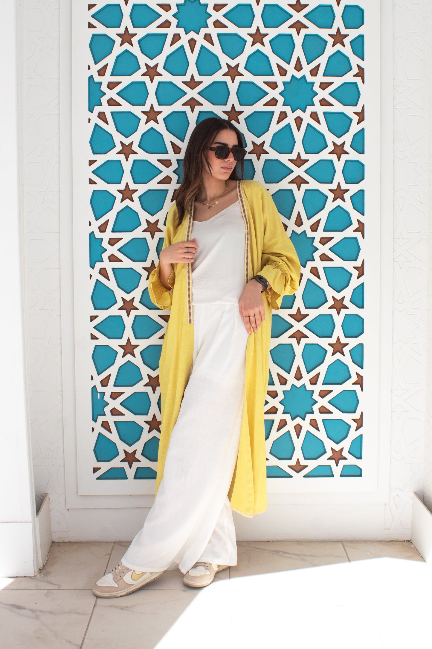 Yellow linen free size cardigan