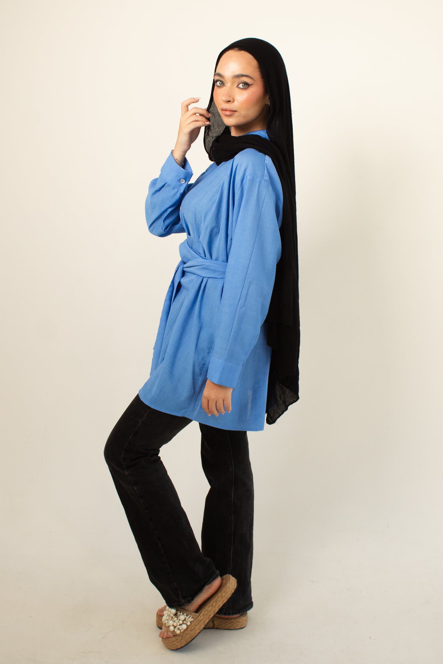 Blue fluffy blouse