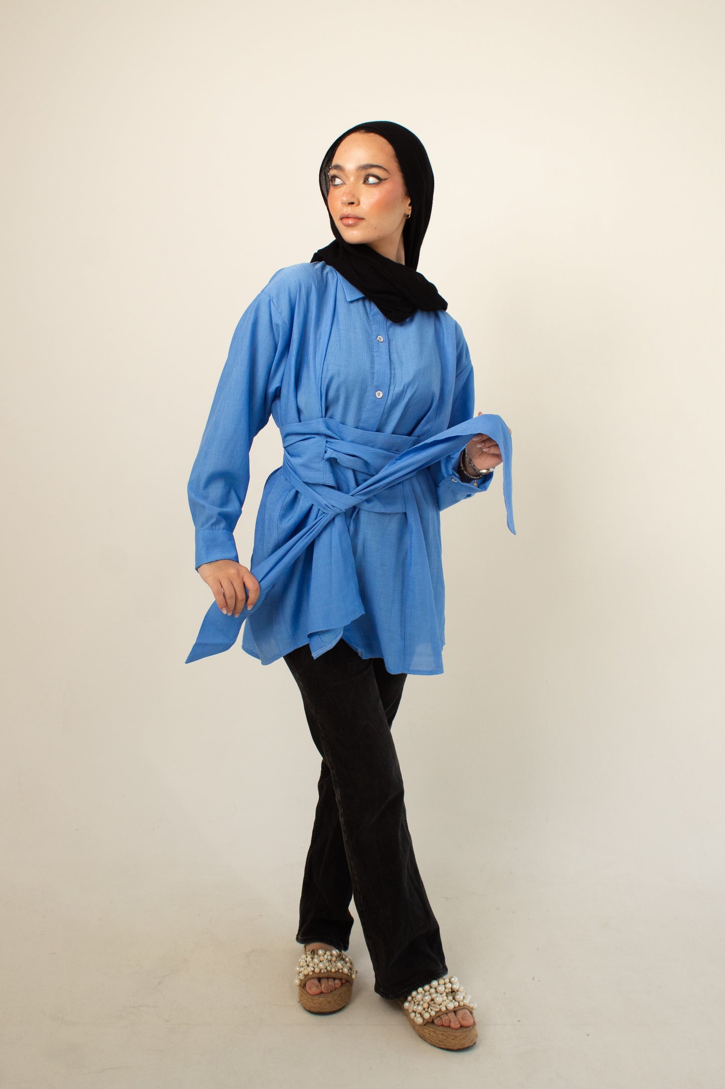 Blue fluffy blouse