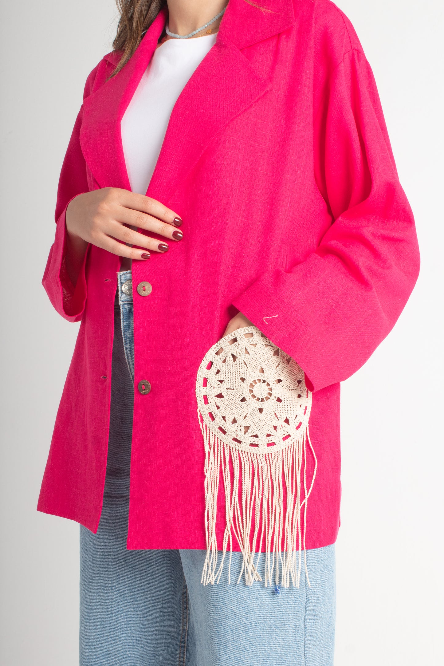 Foushia pure Linen Free Size Jacket