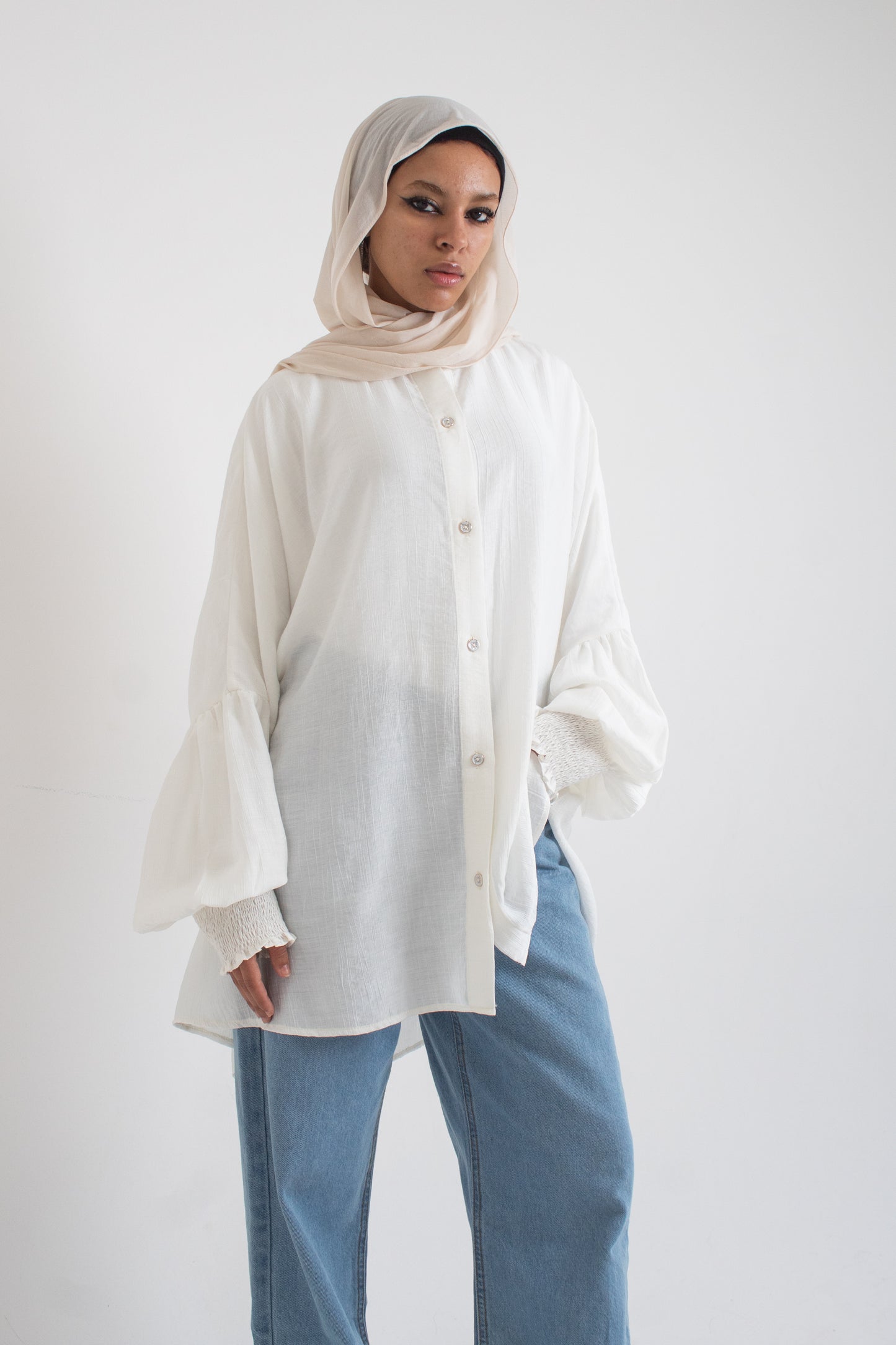Off white linen free size blouse