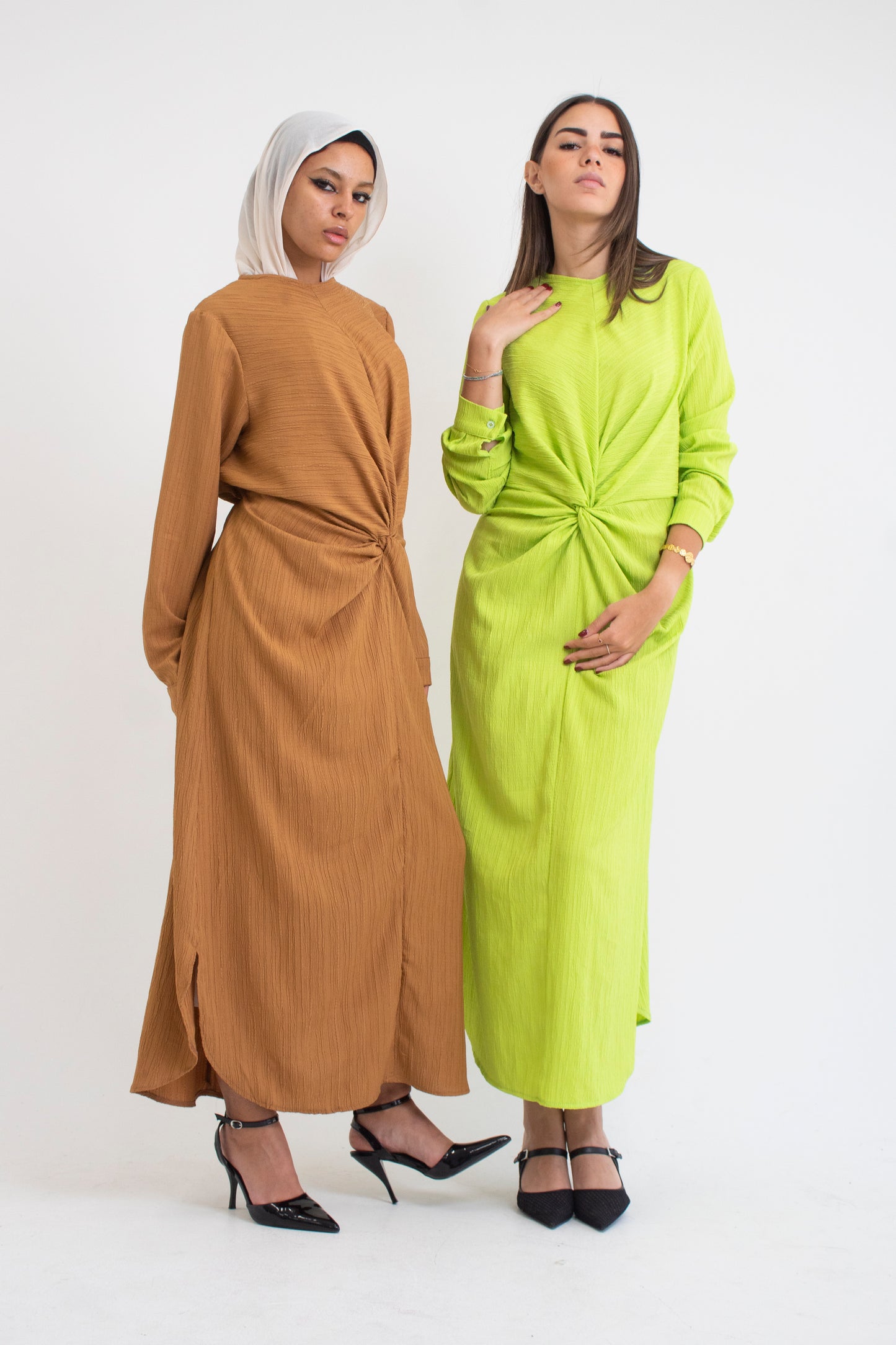 (Sofia dress)Lemon green linen koresha