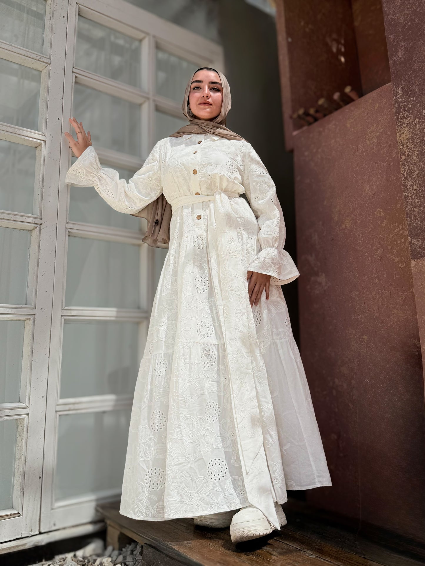 Pure cotton Roqama dress in white