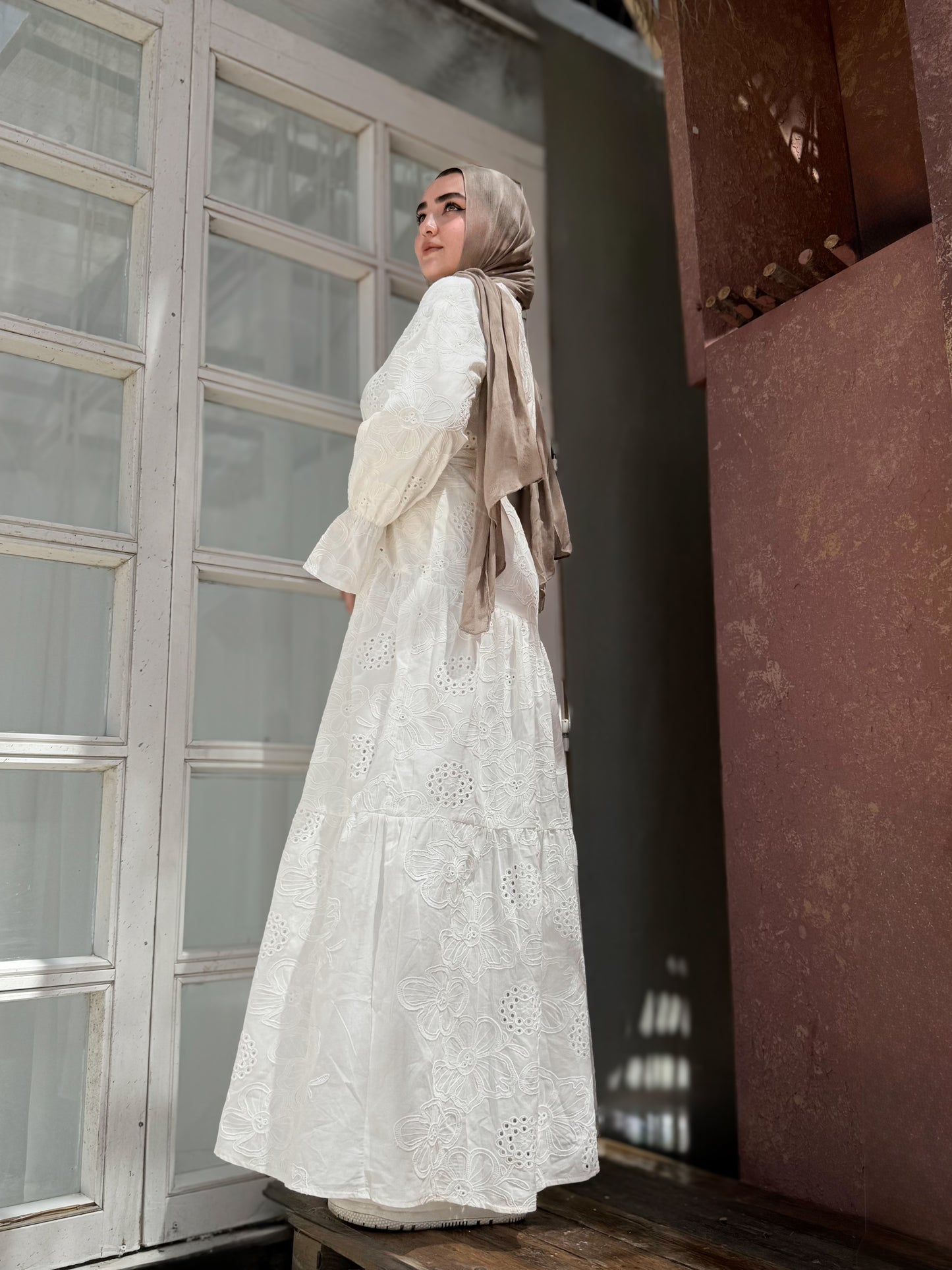 Pure cotton Roqama dress in white