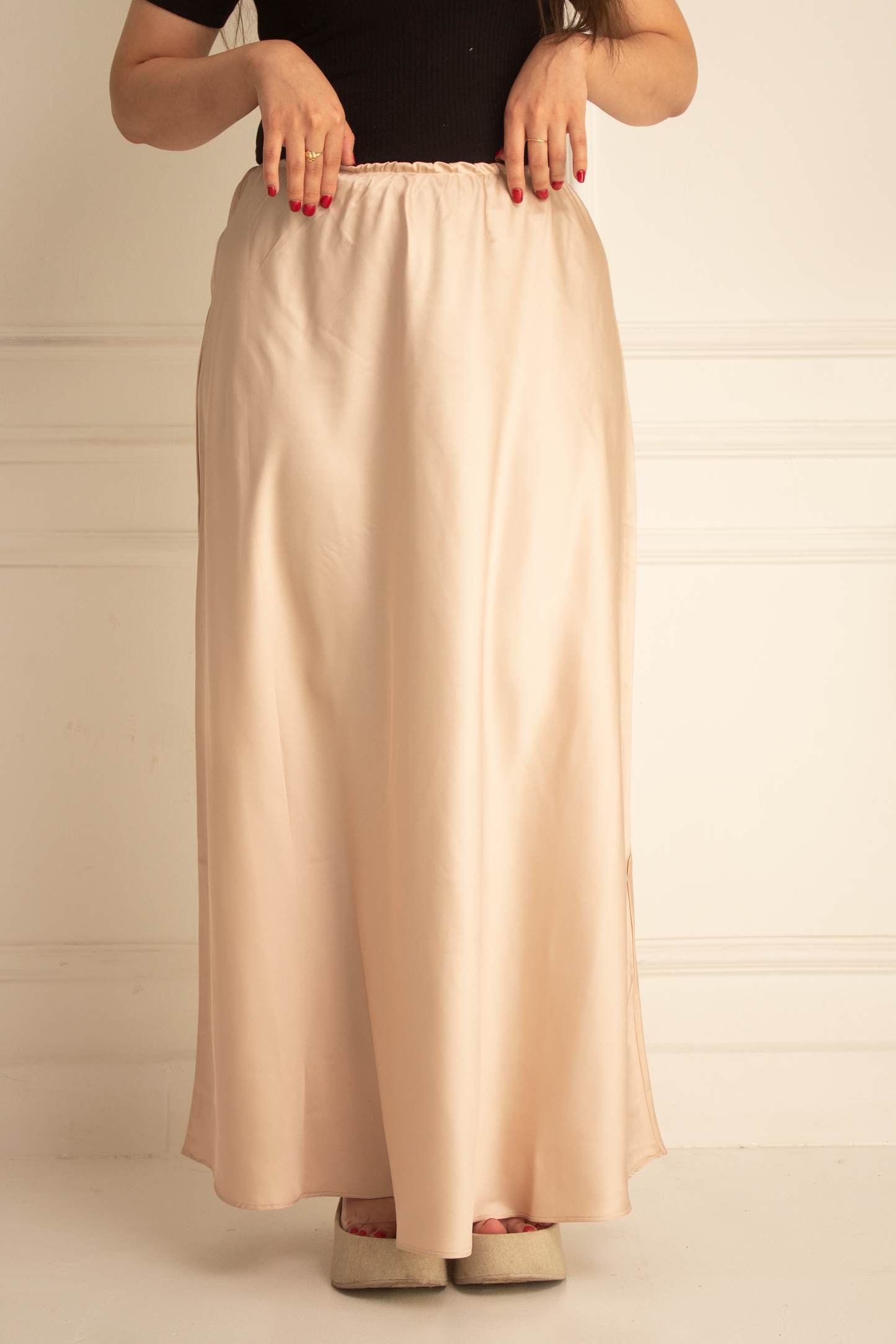 Golden satin skirt