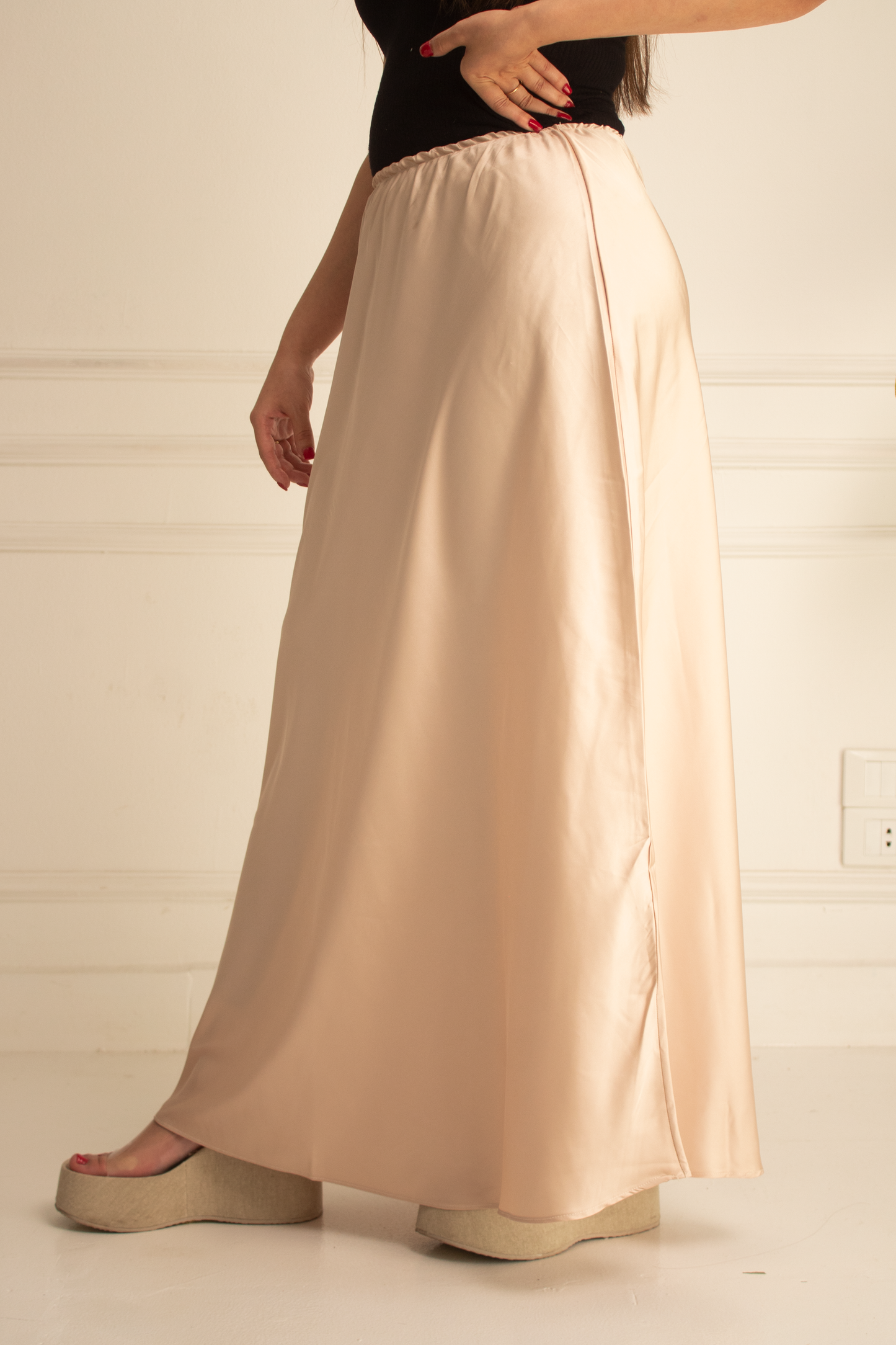 Golden satin skirt
