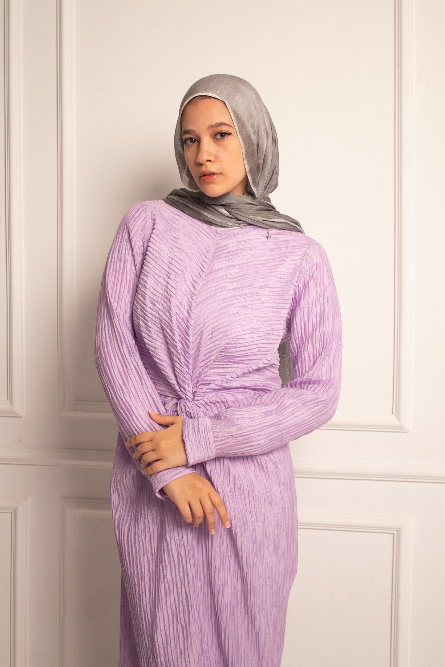 (Sofia dress) Light mauva Broqar Dress