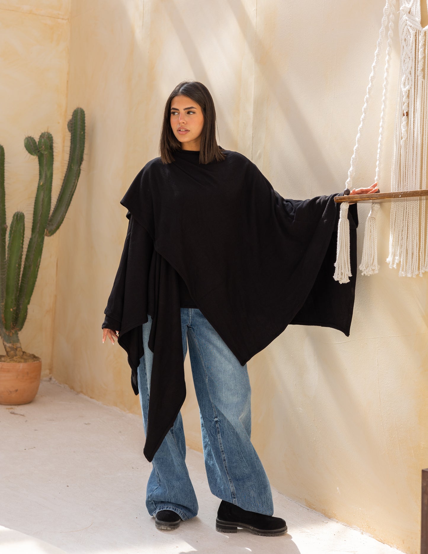 Layered blouse in black