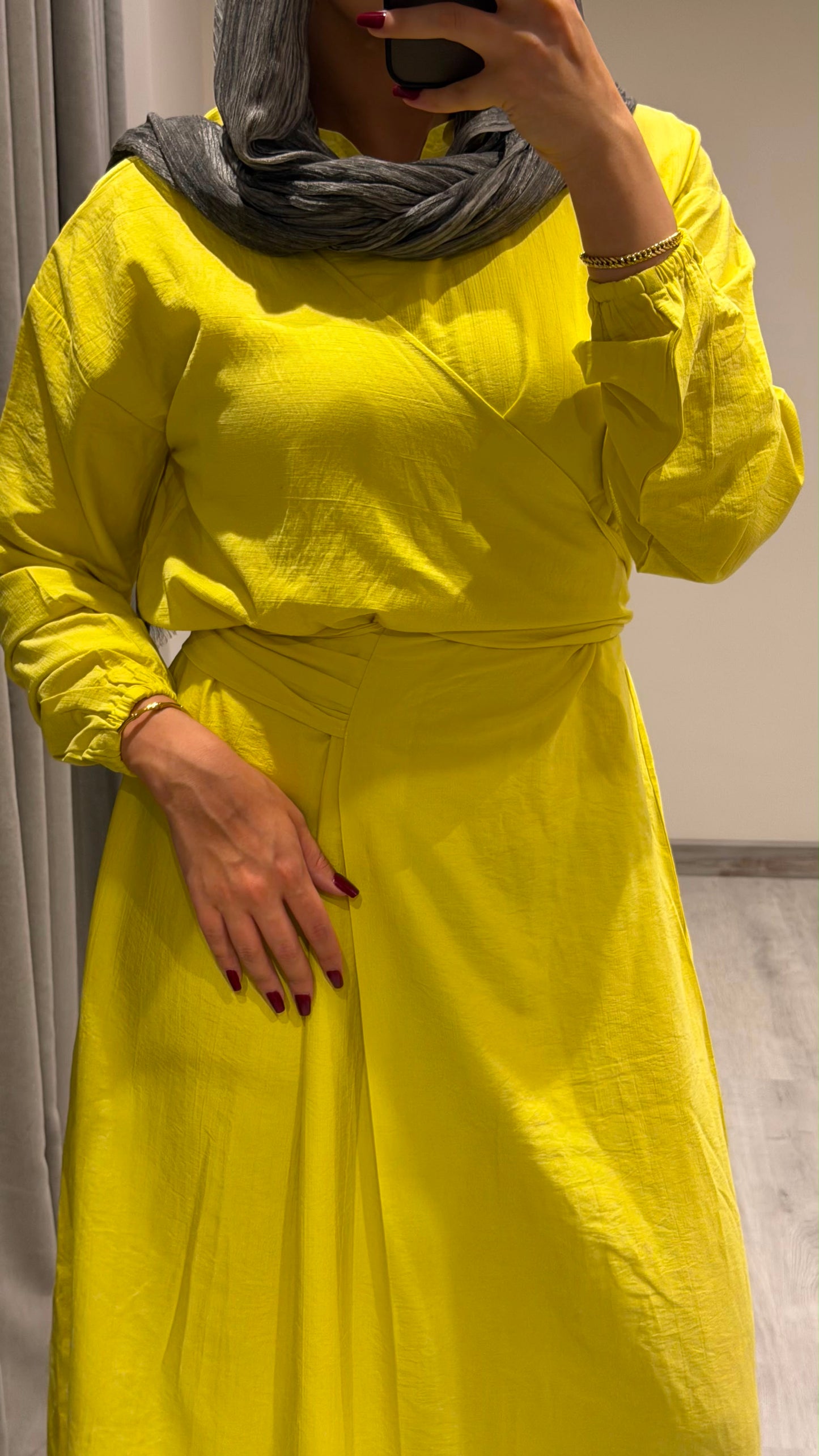 Greece linen dress in yellow