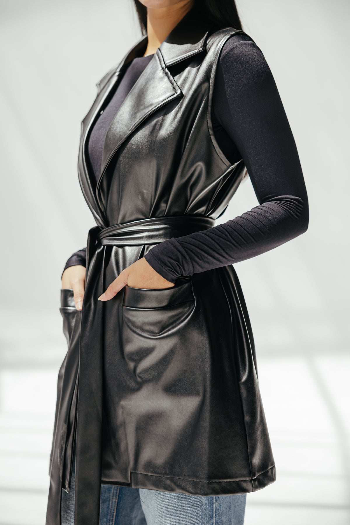 The Icon Leather Vest in black