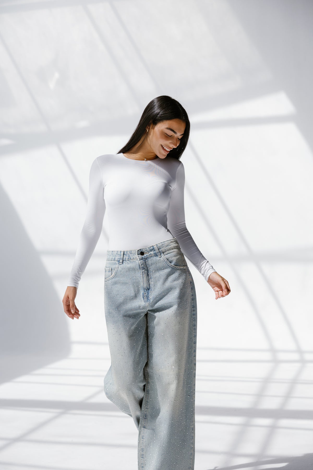 Twist Wide- leg denim pants Sparkles