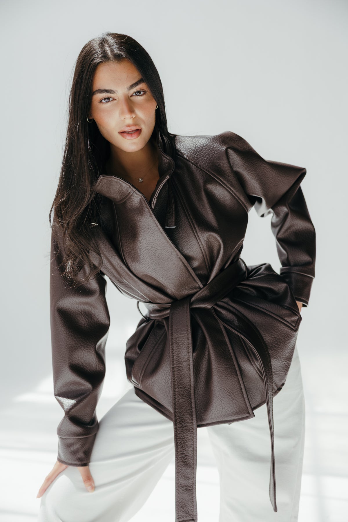 Leather Edge Jacket in Brown