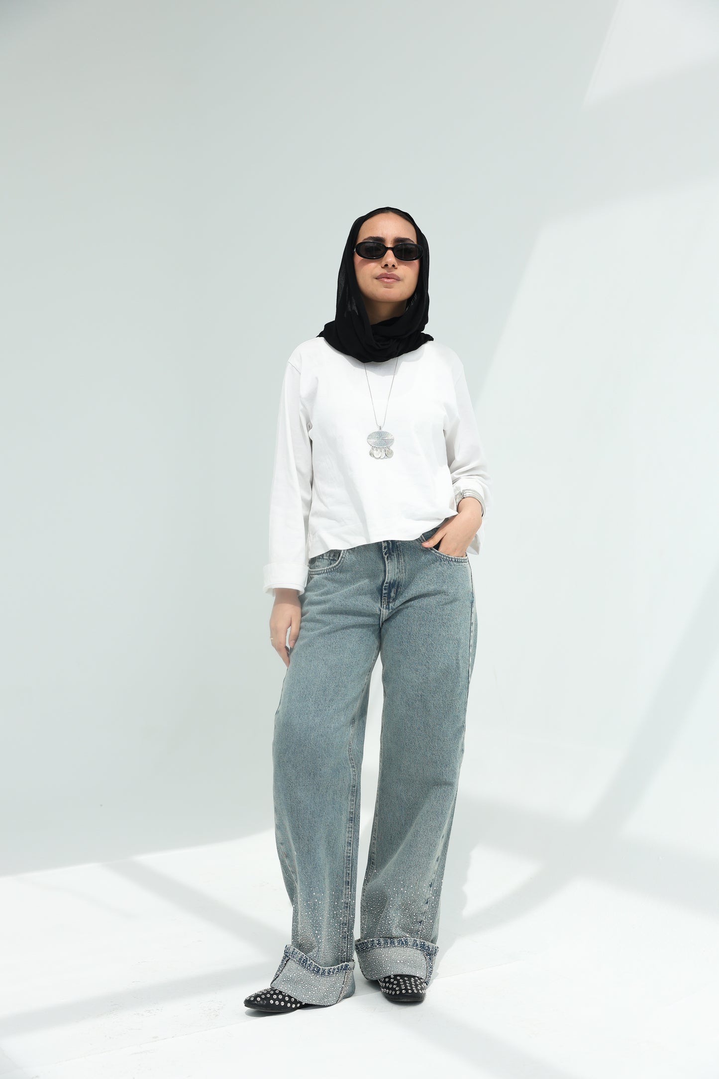 Skyline denim pants With sparkles