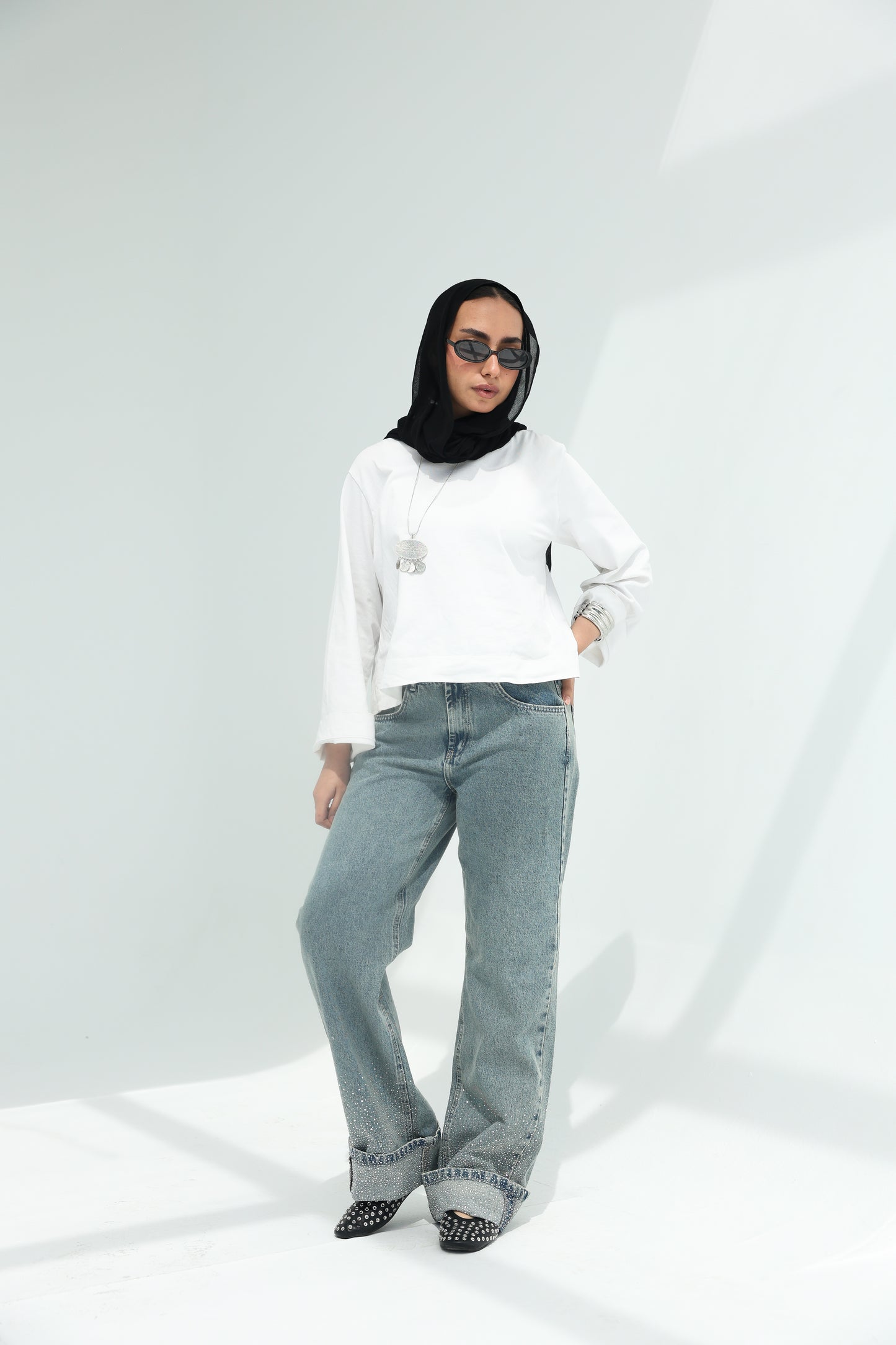 Skyline denim pants With sparkles