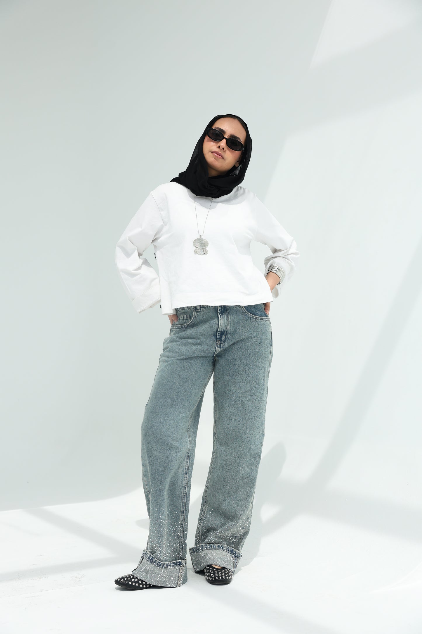 Skyline denim pants With sparkles