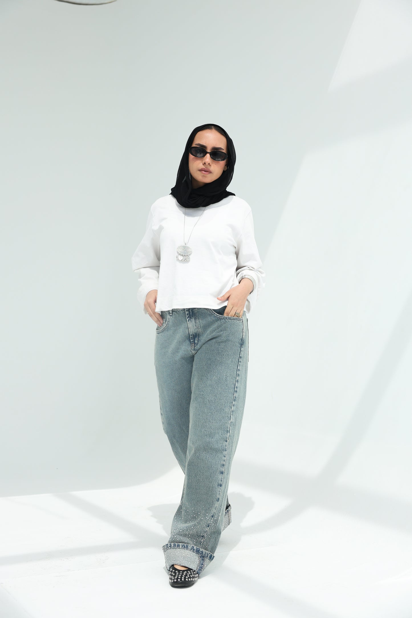 Skyline denim pants With sparkles
