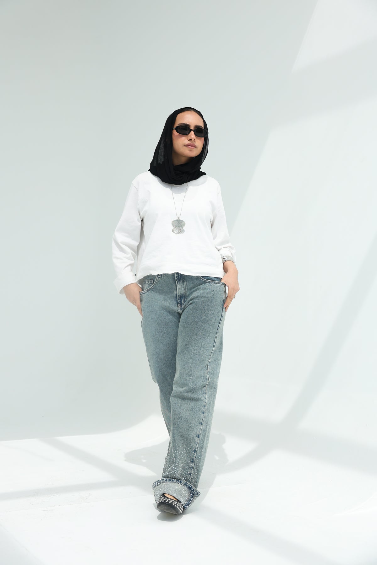 Skyline denim pants With sparkles