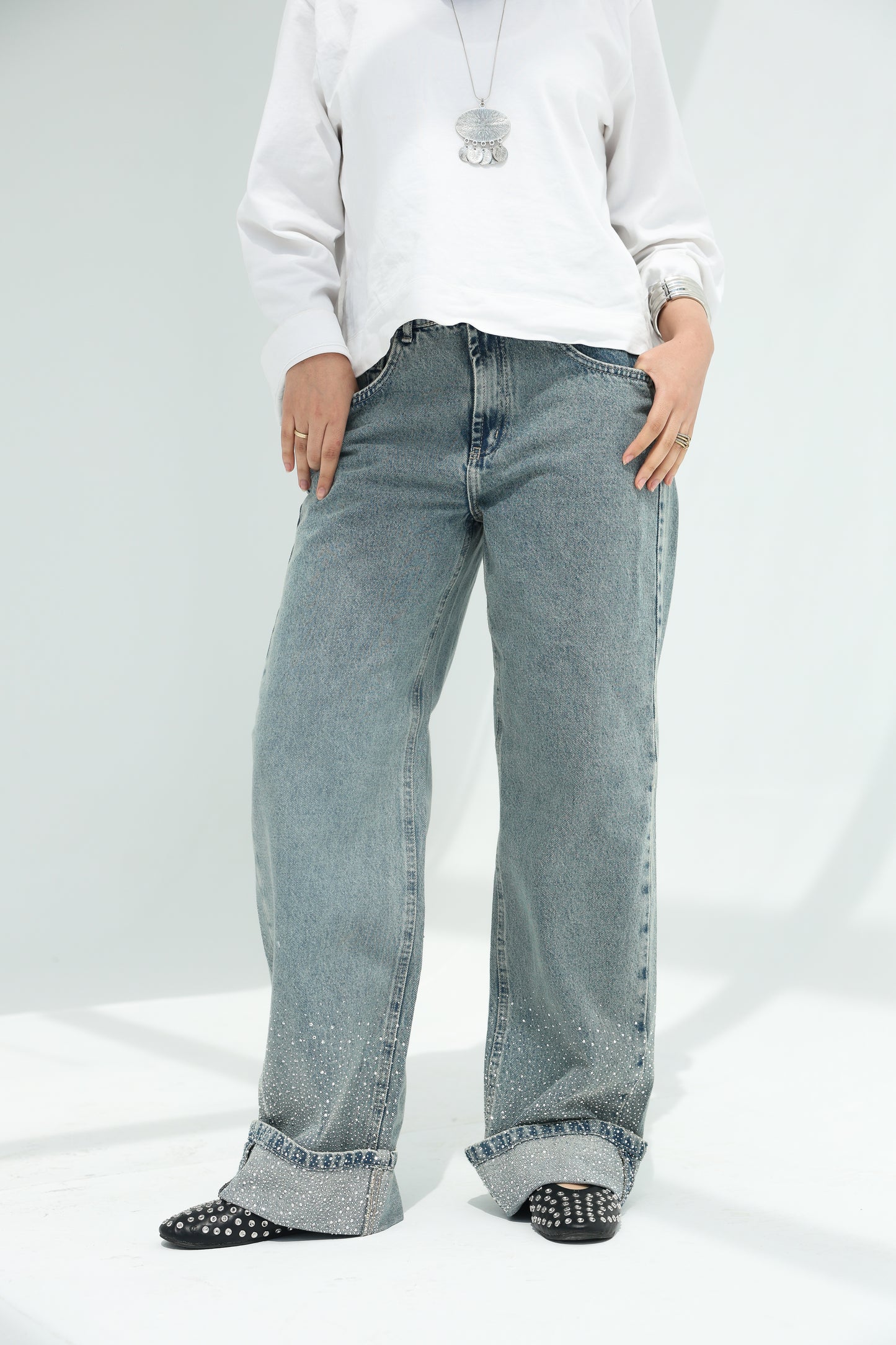 Skyline denim pants With sparkles