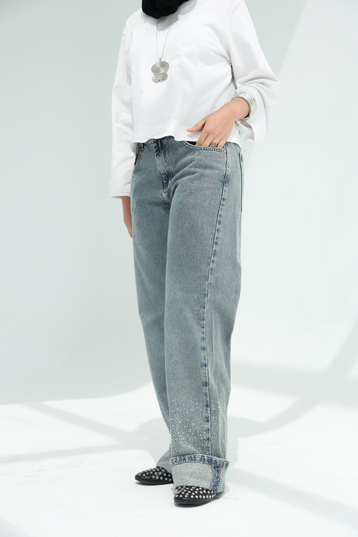 Skyline denim pants With sparkles