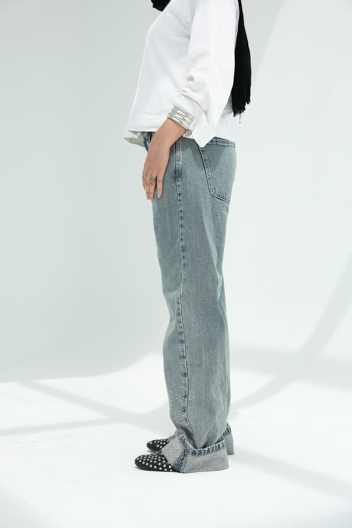 Skyline denim pants With sparkles