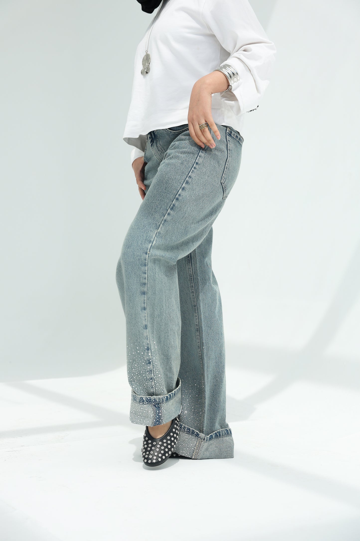 Skyline denim pants With sparkles
