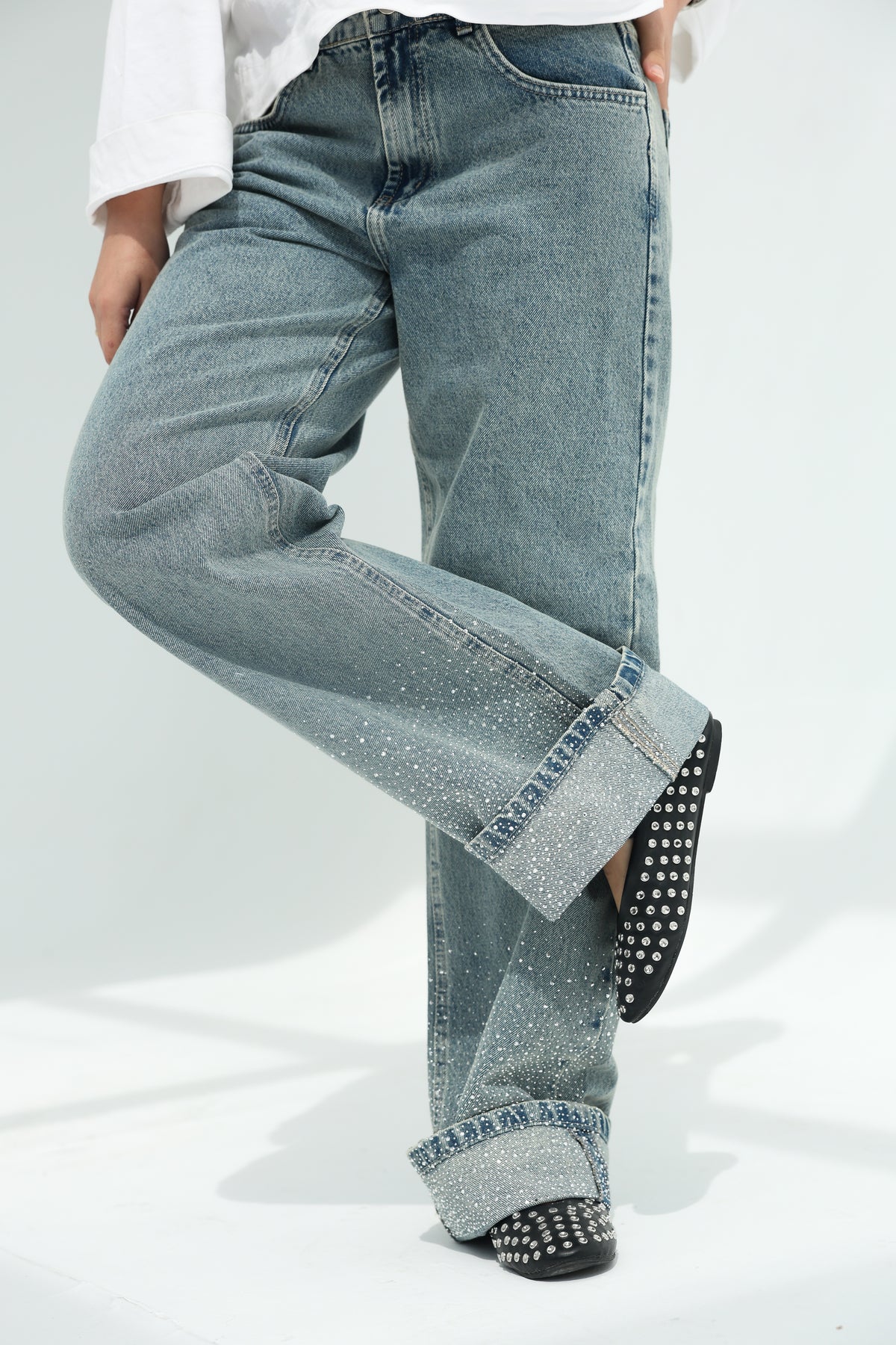 Skyline denim pants With sparkles