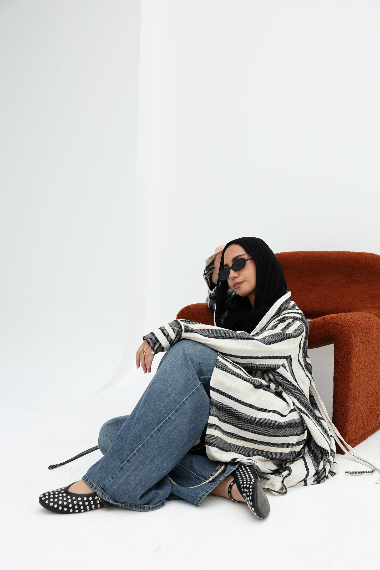 Stripped linen cardigan