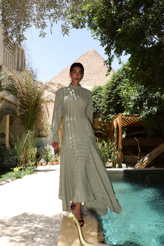Lace wave dress in mint green