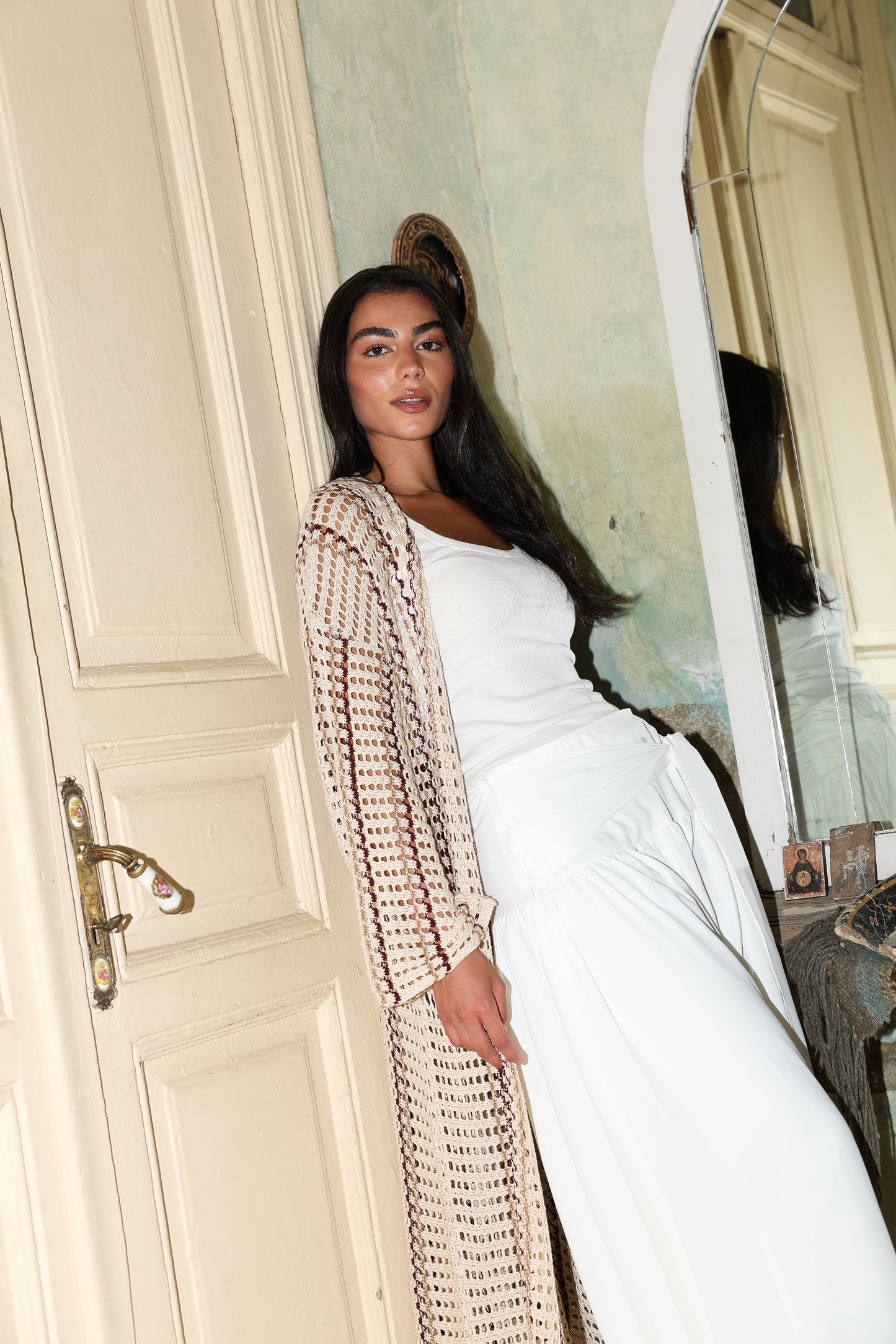 Nude lines crochet cardigan