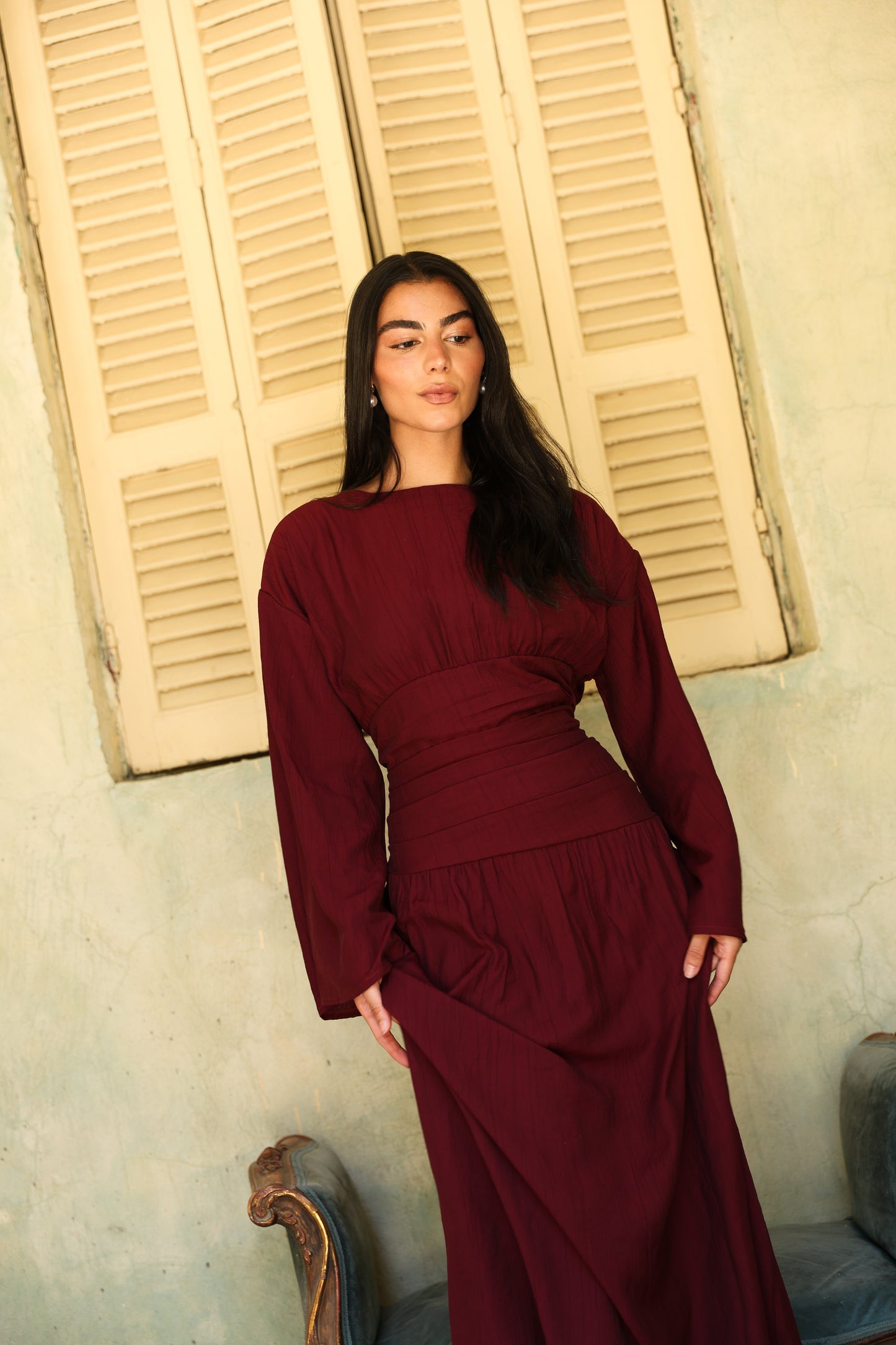 Salu dress in burgundy