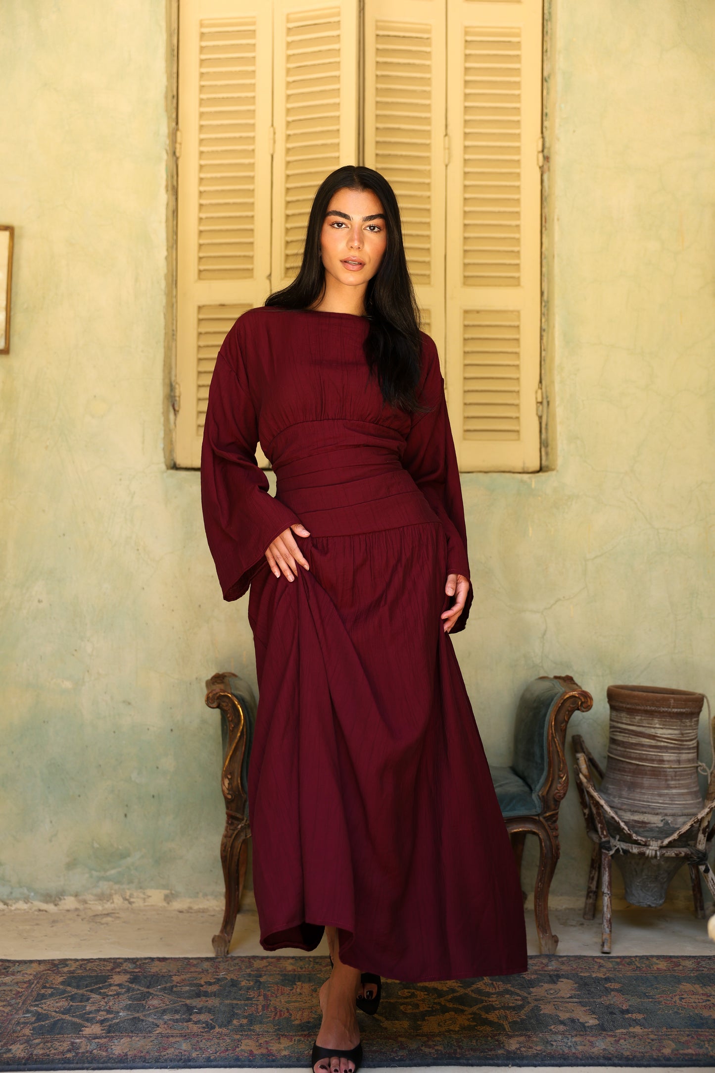 Salu dress in burgundy