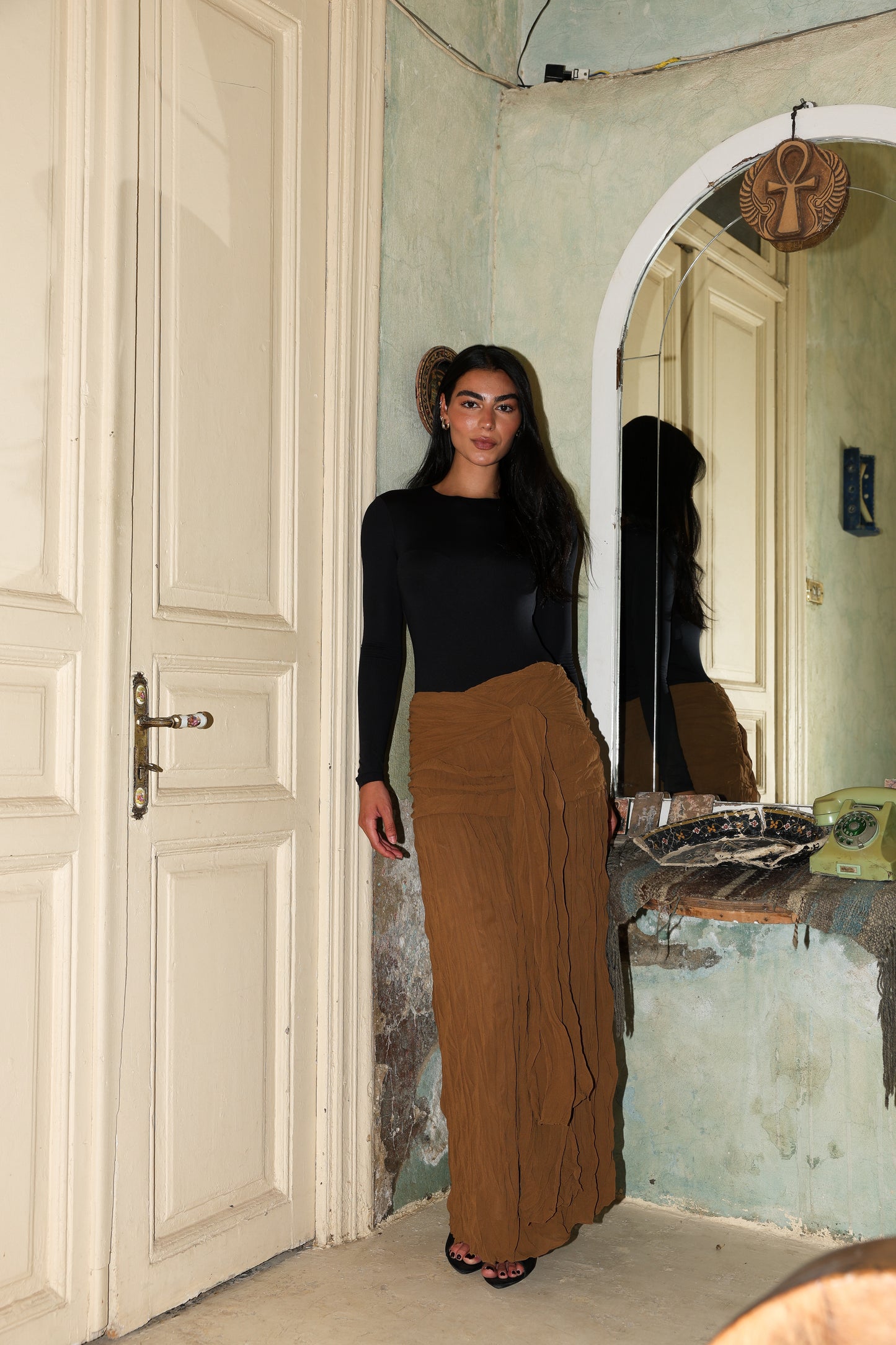 Angel Wings chiffon skirt in Havana fully lined **