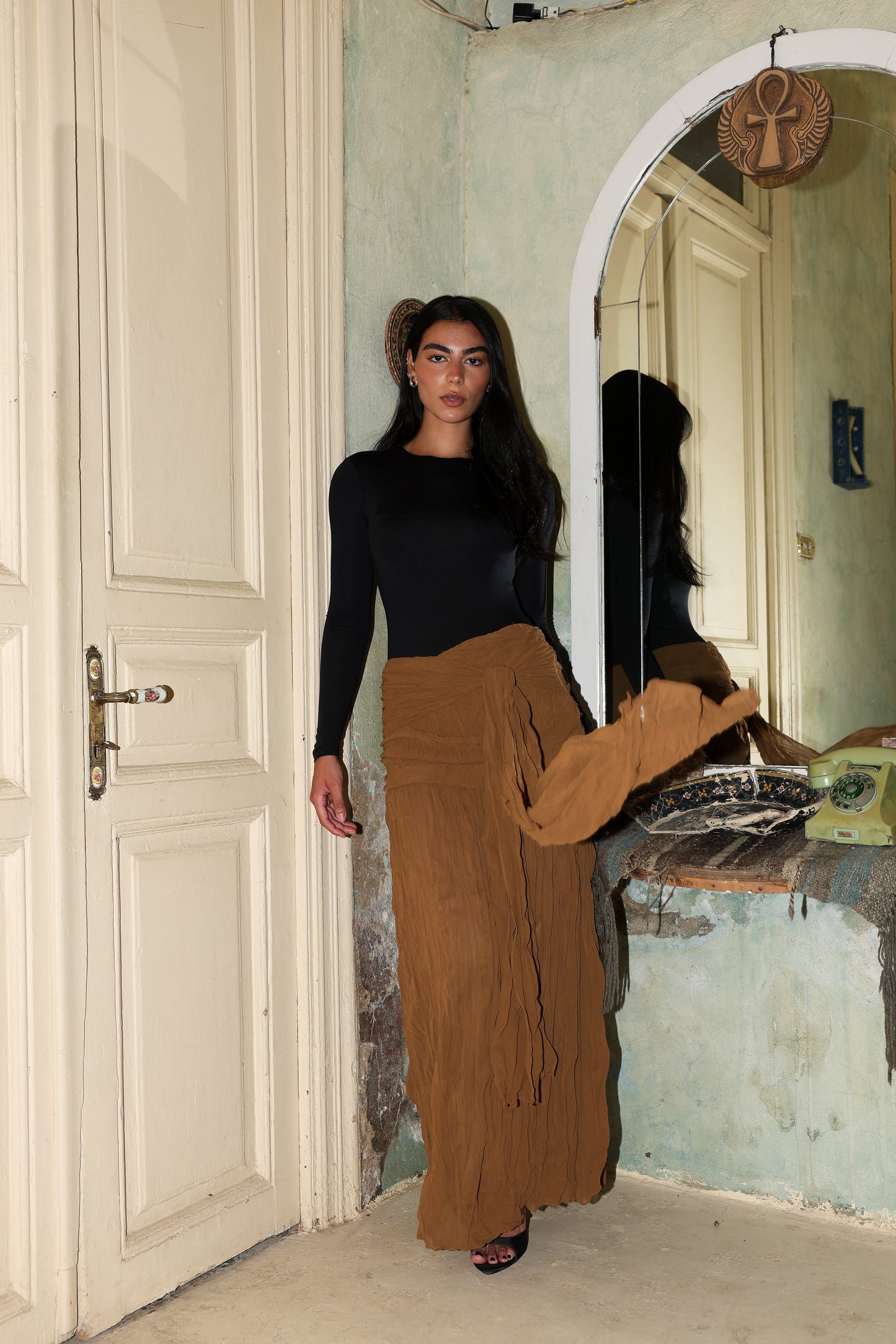 Angel Wings chiffon skirt in Havana fully lined **
