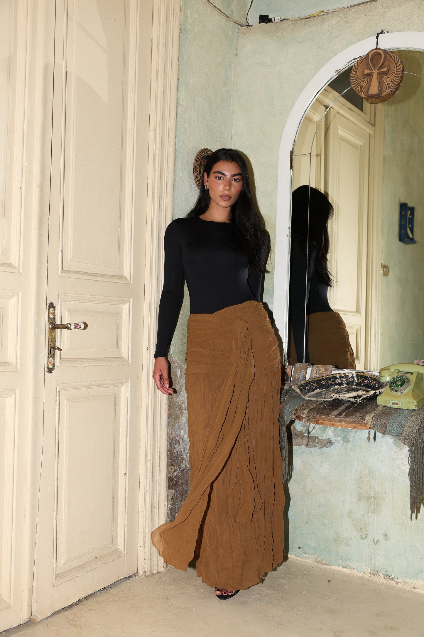 Angel Wings chiffon skirt in Havana fully lined **