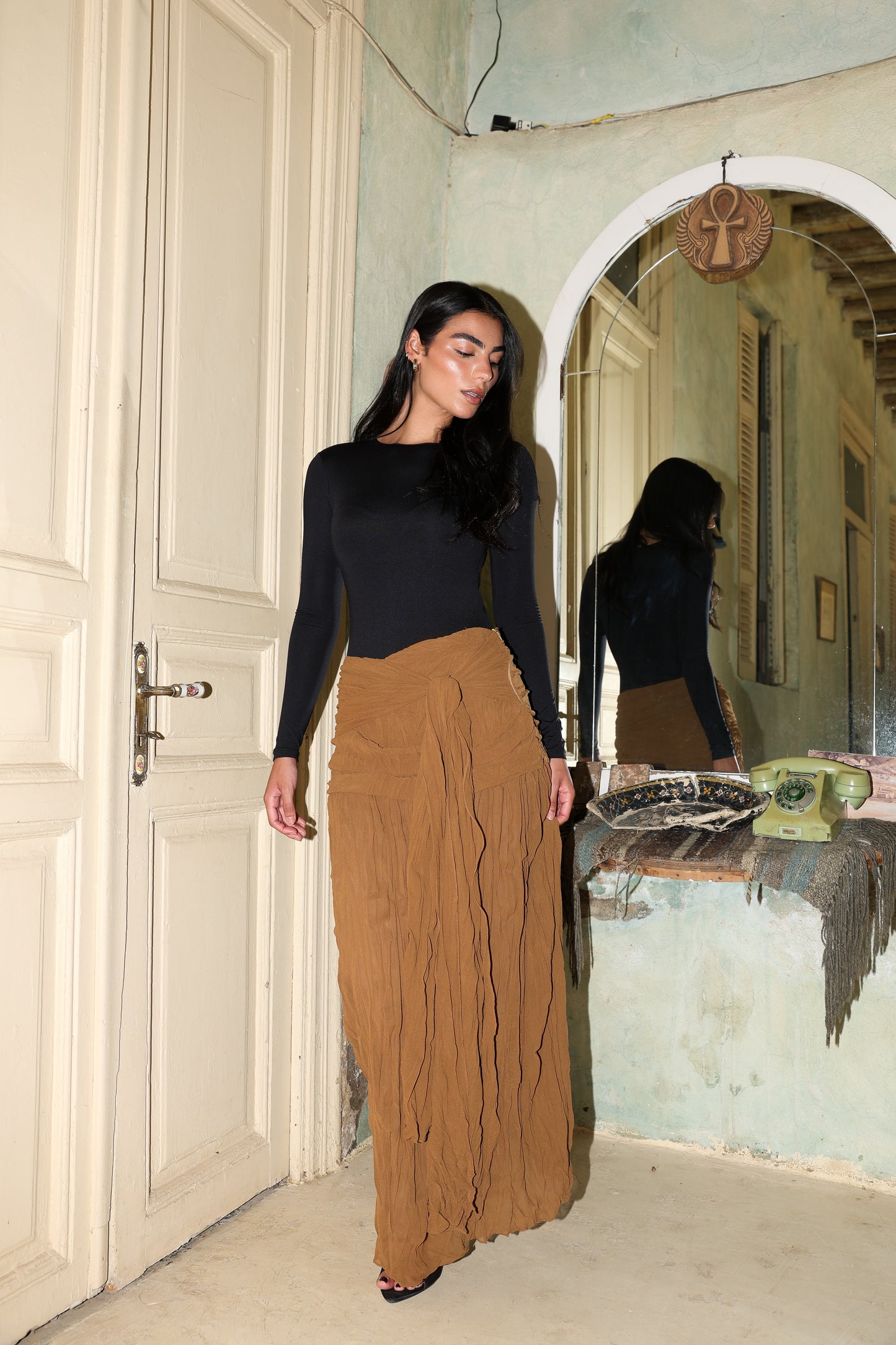 Angel Wings chiffon skirt in Havana fully lined **