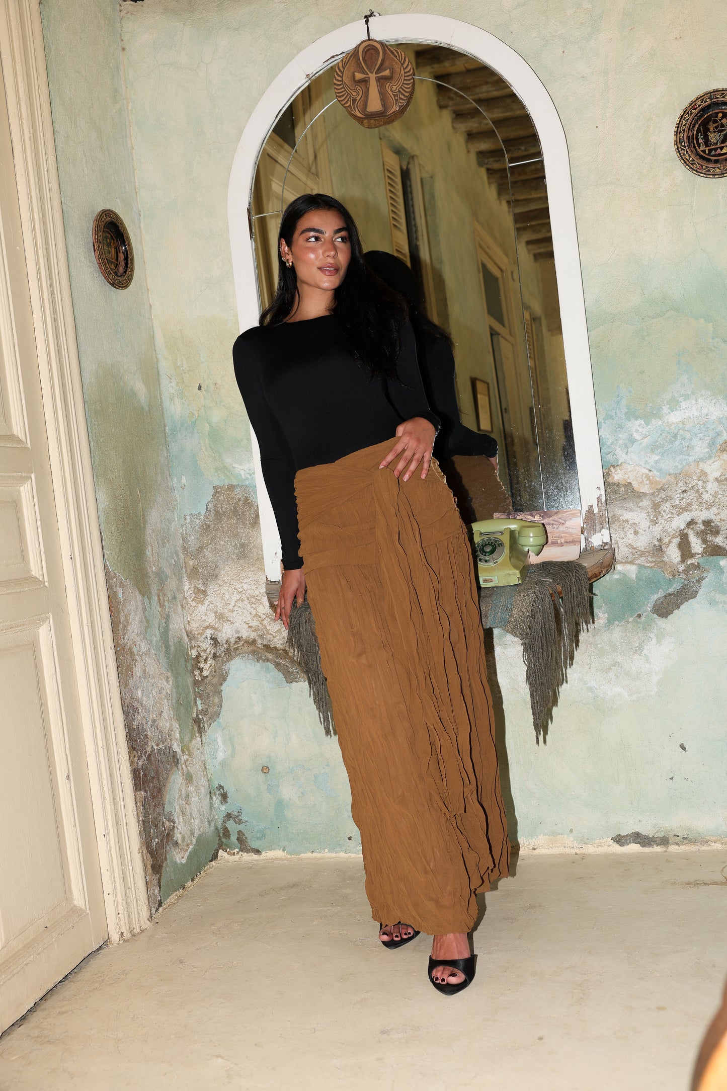 Angel Wings chiffon skirt in Havana fully lined **