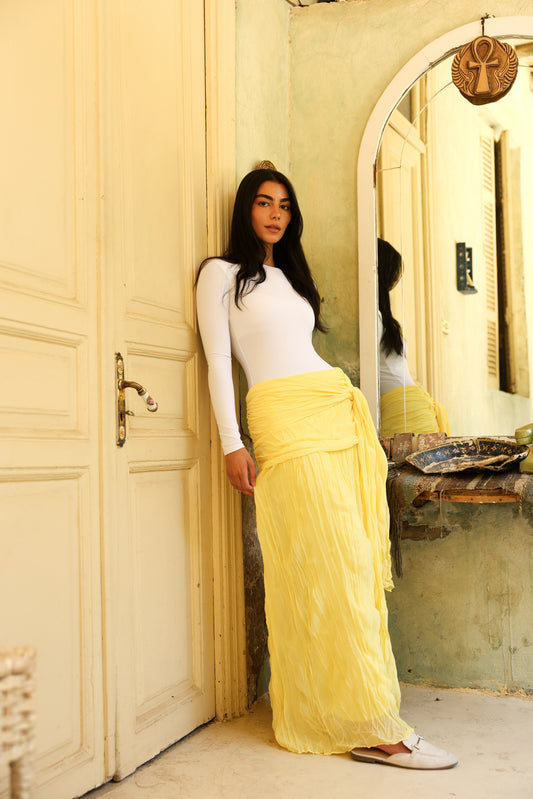 Angel Wings chiffon skirt in Yellow fully lined **