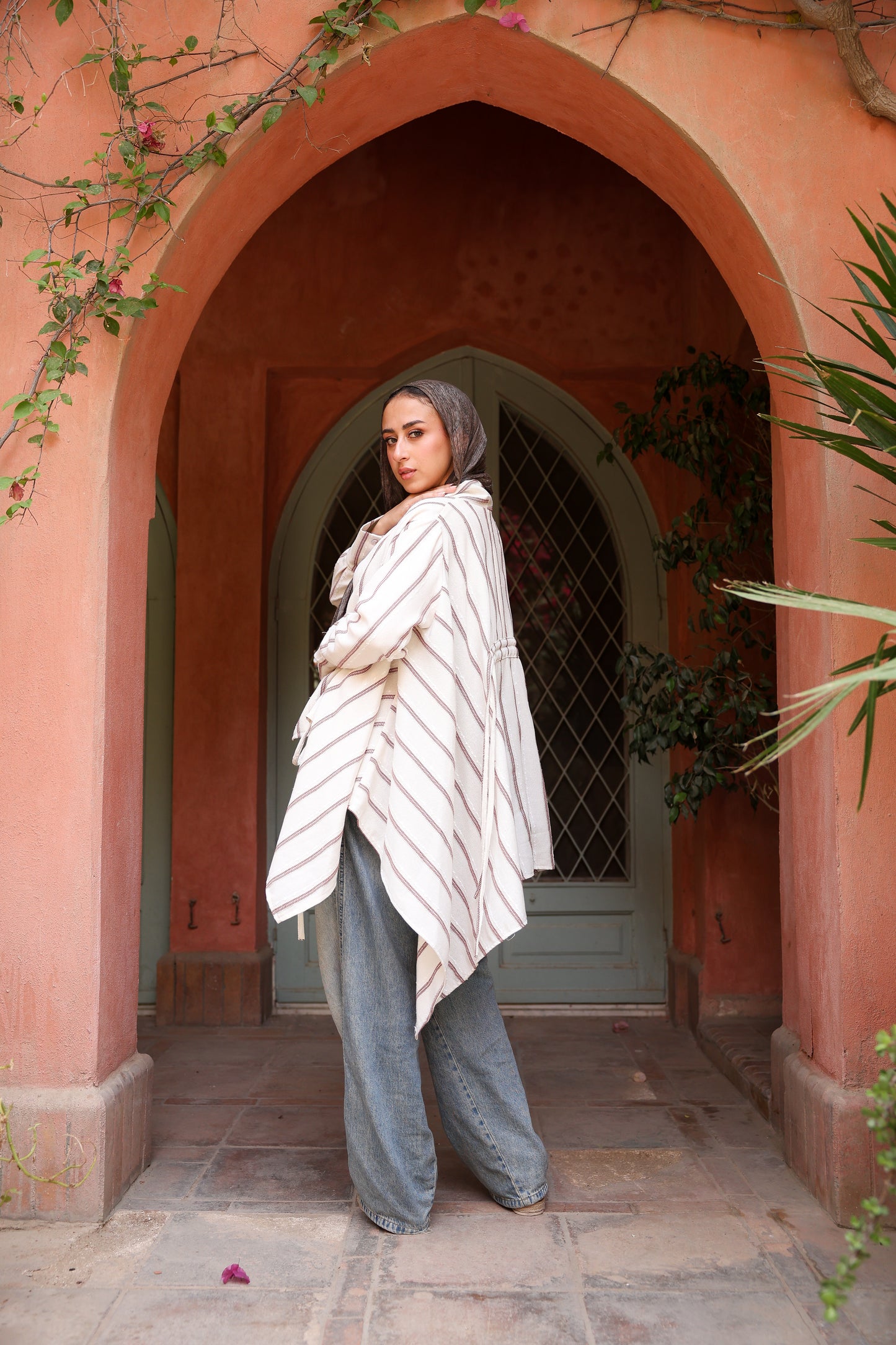 The Signature cardigan with Stripped linen