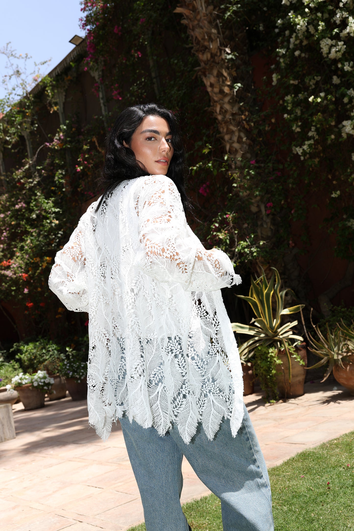 Aura leaf crochet cardigan