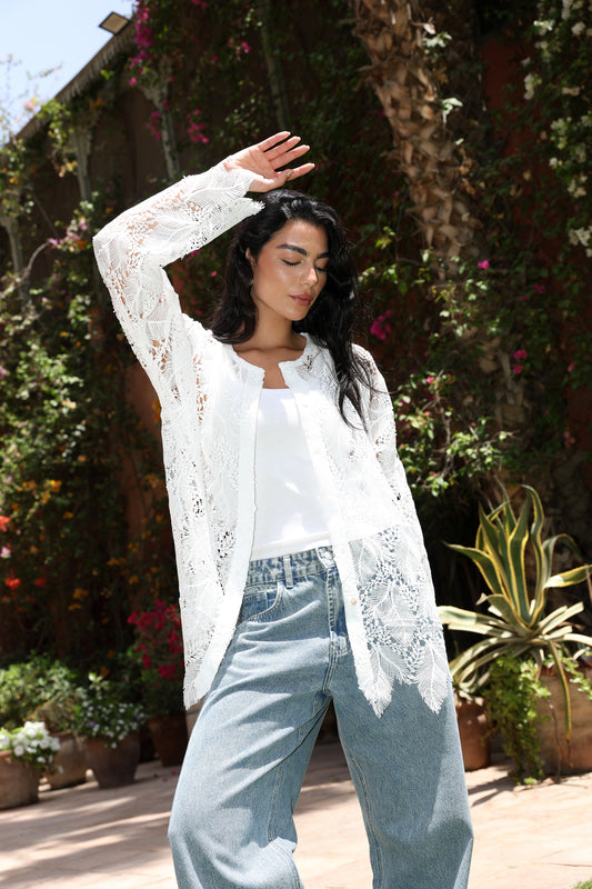 Aura leaf crochet cardigan