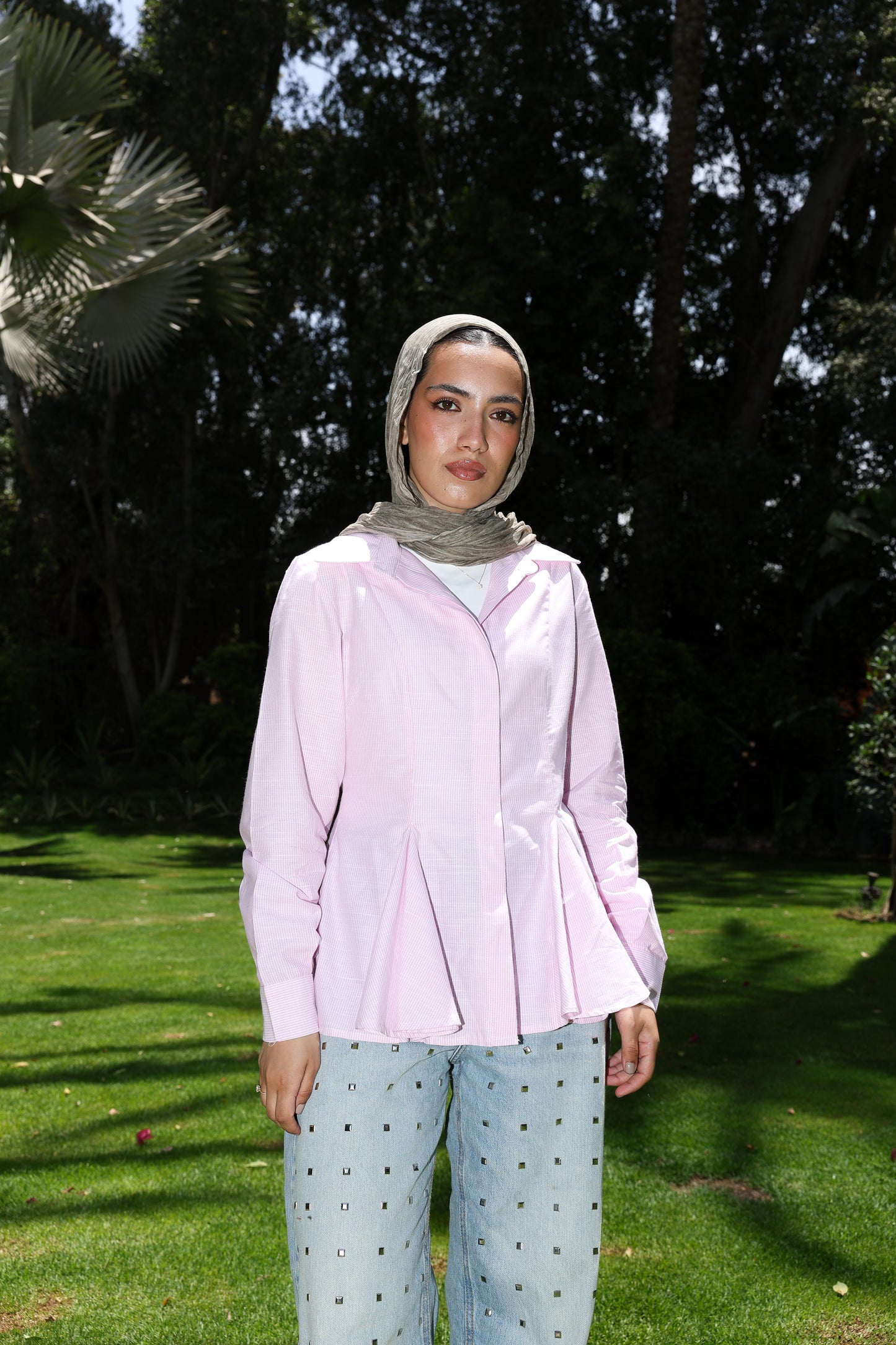 Line-stripe shirt in pink
