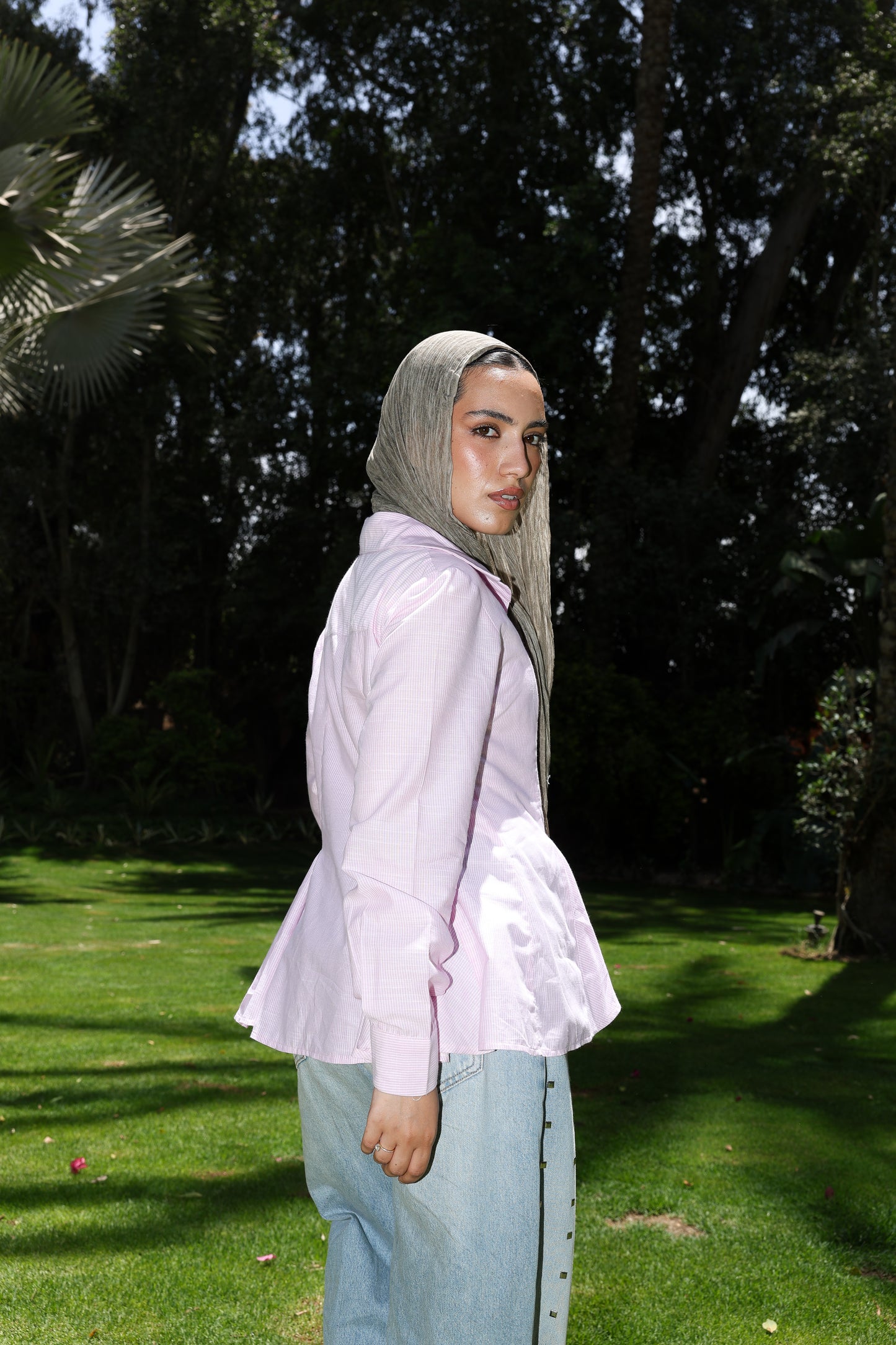 Line-stripe shirt in pink