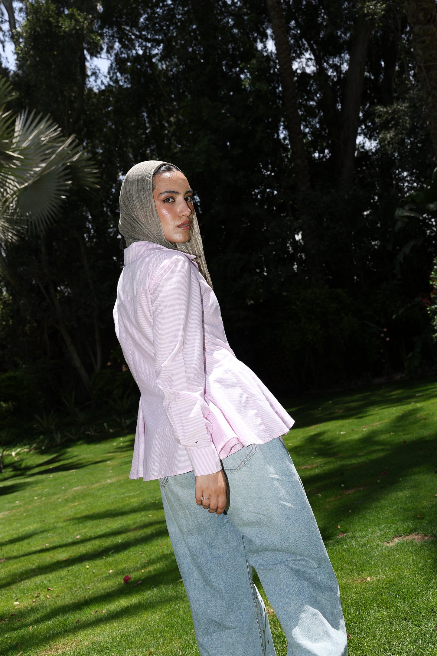 Line-stripe shirt in pink