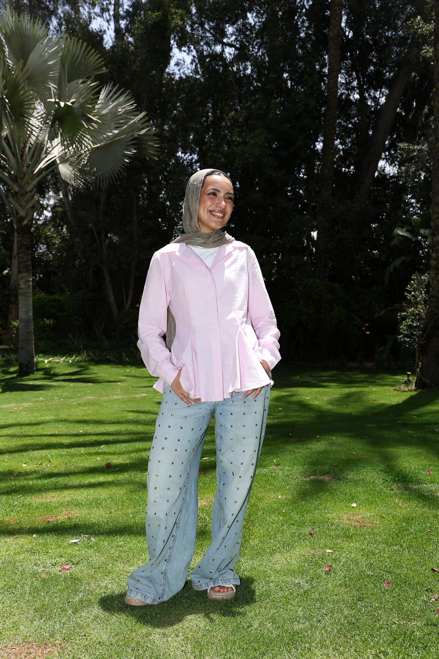 Line-stripe shirt in pink