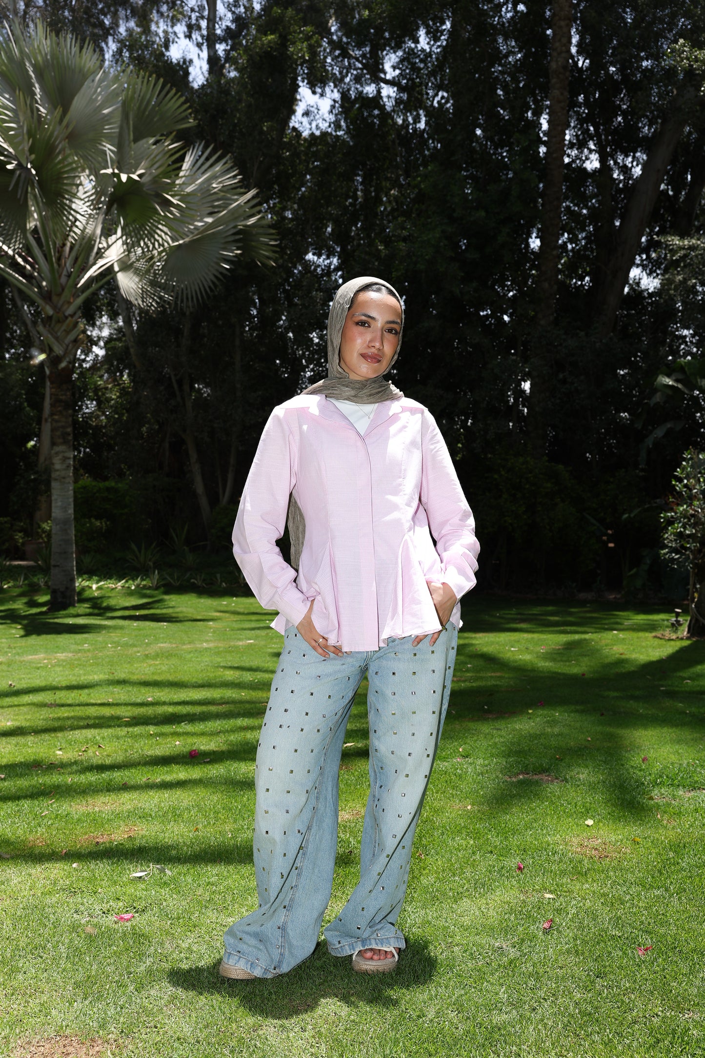 Line-stripe shirt in pink
